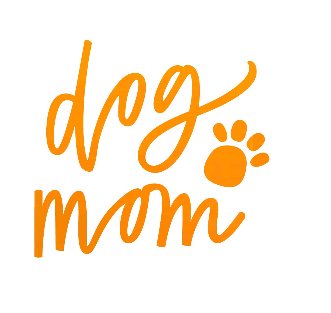 Dog Mom Iron On Decal - Custom Size & Color Heat Transfer Vinyl for DIY T-Shirts, Hoodies & Bags - Perfect Pet Owner Gift & Unique Applique for Clothing - Use for Home Decor, Craft Projects & Personalized Gifts (Orange)