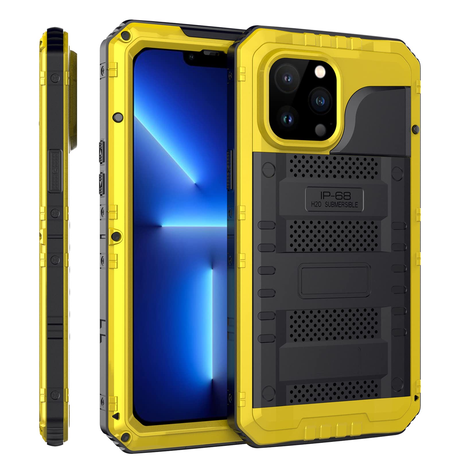 AdirMi Heavy Duty iPhone 13/13 Pro/13 Pro Max Case - IP68 Waterproof, Shockproof & Dustproof Protection | 360° Full Body Metal Frame & TPU Cover | Sealed Underwater Protection for Swimming, Beach & Outdoor Activities