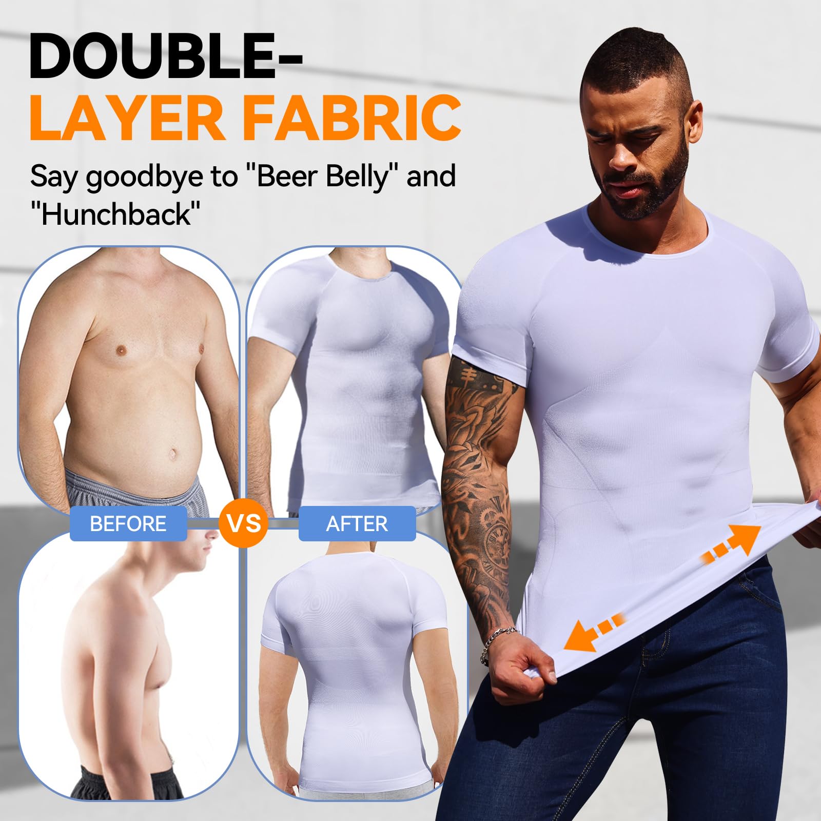 Men's Slimming Compression Shirt - Tummy Control & Gynecomastia Support for Workout