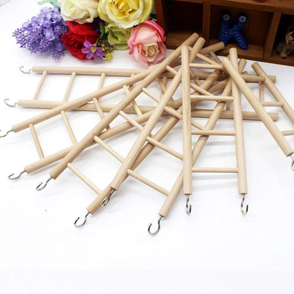 Natural Wooden Bird Ladders & Perch Toys - 2 Pack of 7-Step Climbing Stairs for Parrots, Cockatiels & Small Pets - Cage Accessories for Exercise & Play - Perfect for Parrot Cages, Aviaries & Small Animal Habitats