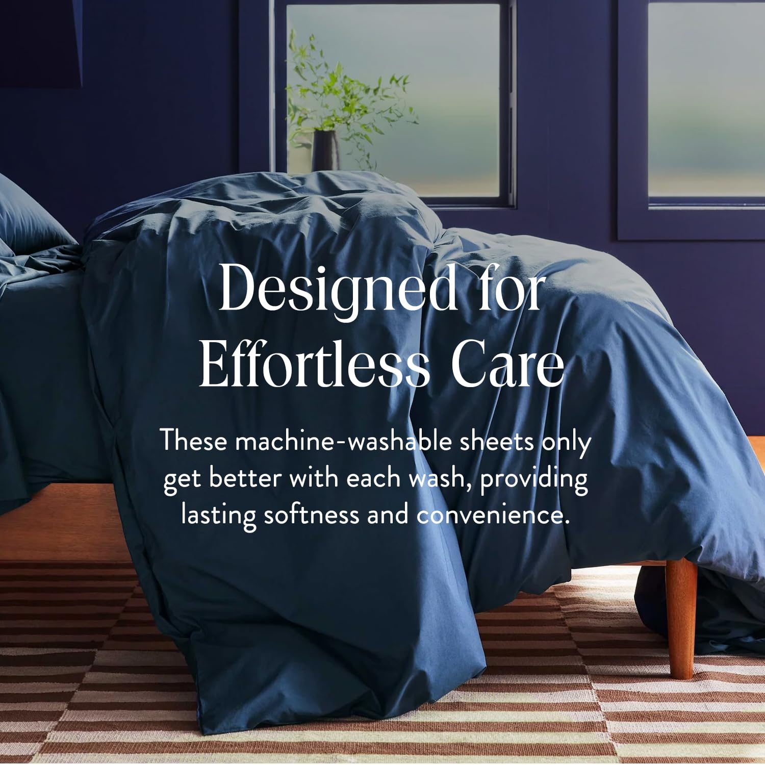 Brooklinen 100% Cotton Sateen 4-Piece Twin Sheet Set - Ultra Soft Luxury Bedding (1 Fitted Sheet, 1 Flat Sheet, 2 Pillowcases) in Deep Abyss Blue - Perfect for Guest Rooms, Dorm Beds & Cozy Sleep