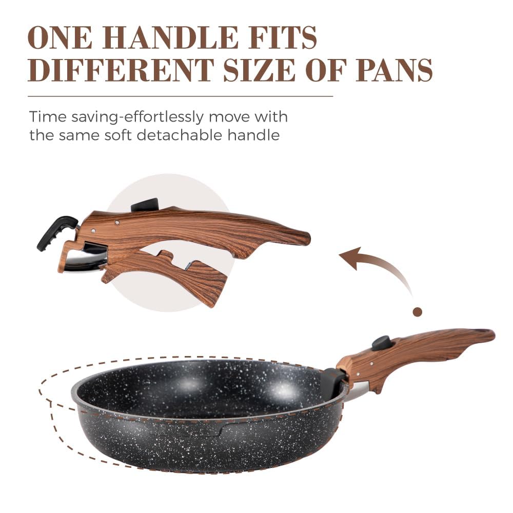 10-Piece Nonstick Pots and Pans Set with Detachable Handles - Induction Compatible, Oven Safe & PFOA/PFOS Free Cookware for RV Camping, Home Kitchen & Outdoor Cooking - Perfect for Camping Trips, Small Spaces & Everyday Meal Prep