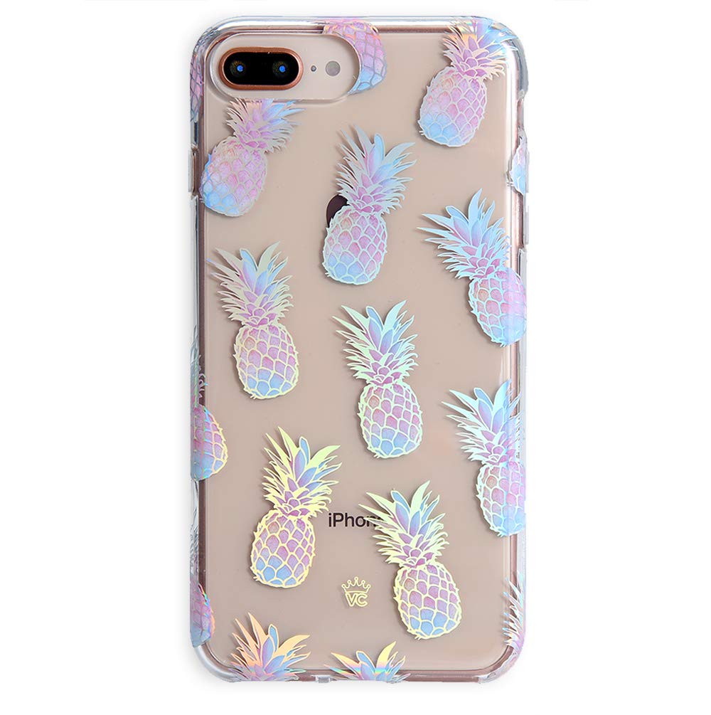 VELVET CAVIAR iPhone 7 Plus & 8 Plus Case - Cute Clear Pineapple Holographic Protective Phone Cover for Women & Girls | Perfect for Summer, Beach & Tropical Vibes