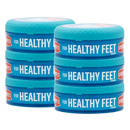 O'Keeffe's Healthy Feet Foot Cream for Dry Cracked Feet - 3.2 Oz Moisturizing Foot Balm (6 Pack) - Best for Heel Repair, Callus Treatment & Overnight Foot Care