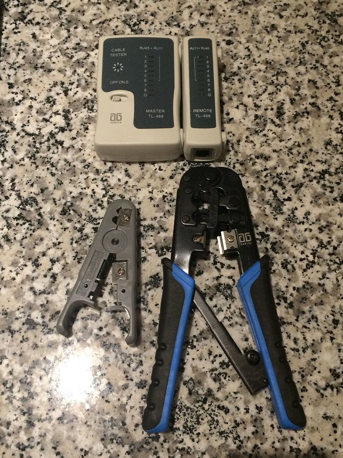 Professional Networking Tool Kit - 568R Crimper, Cable Tester, Wire Stripper & RJ45 Connectors for Ethernet Cable Installation & Repair
