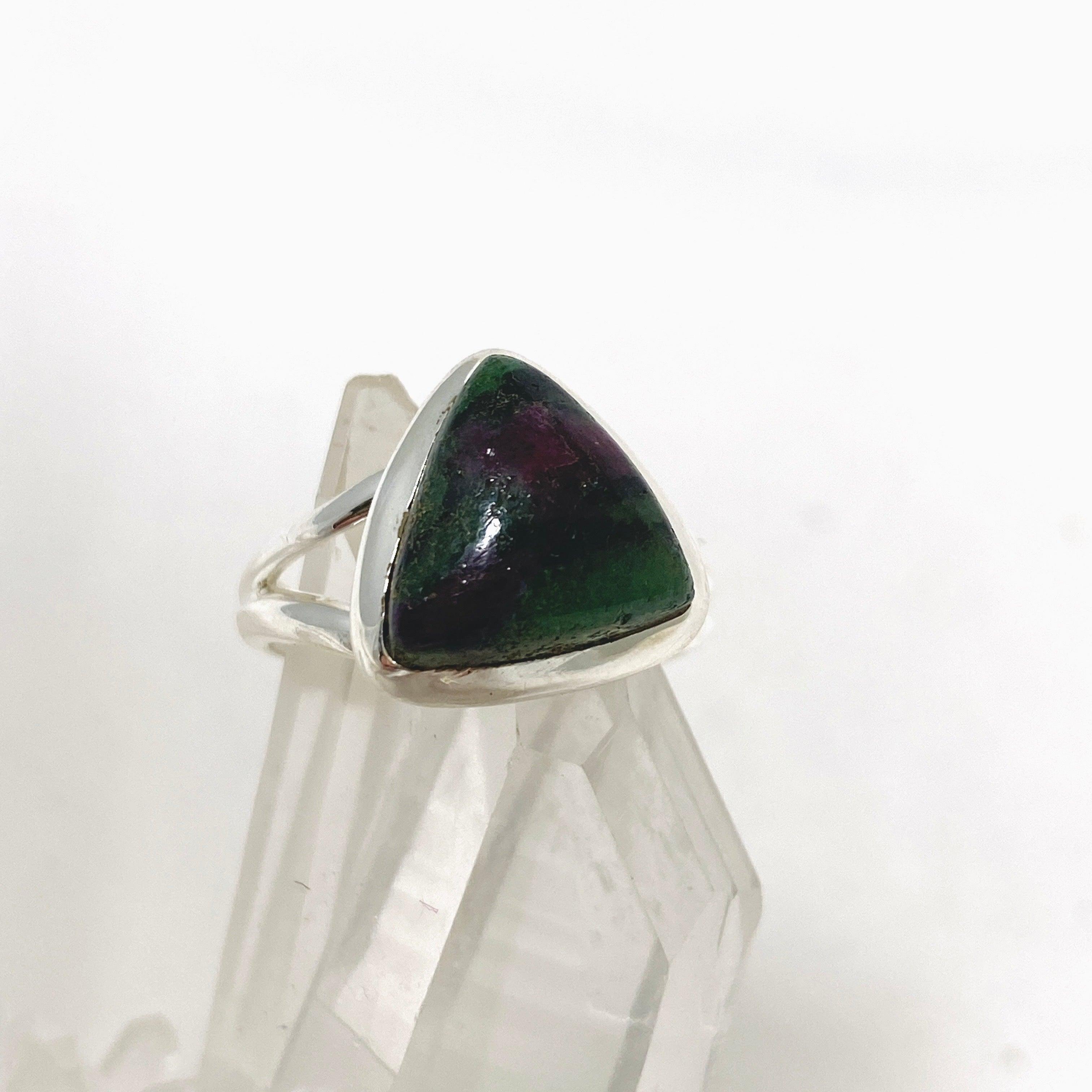 Natural Ruby in Zoisite Triangle Split Band Ring - Size 6 KRGJ3254 | Elegant Jewelry for Women, Perfect for Weddings, Parties & Special Occasions