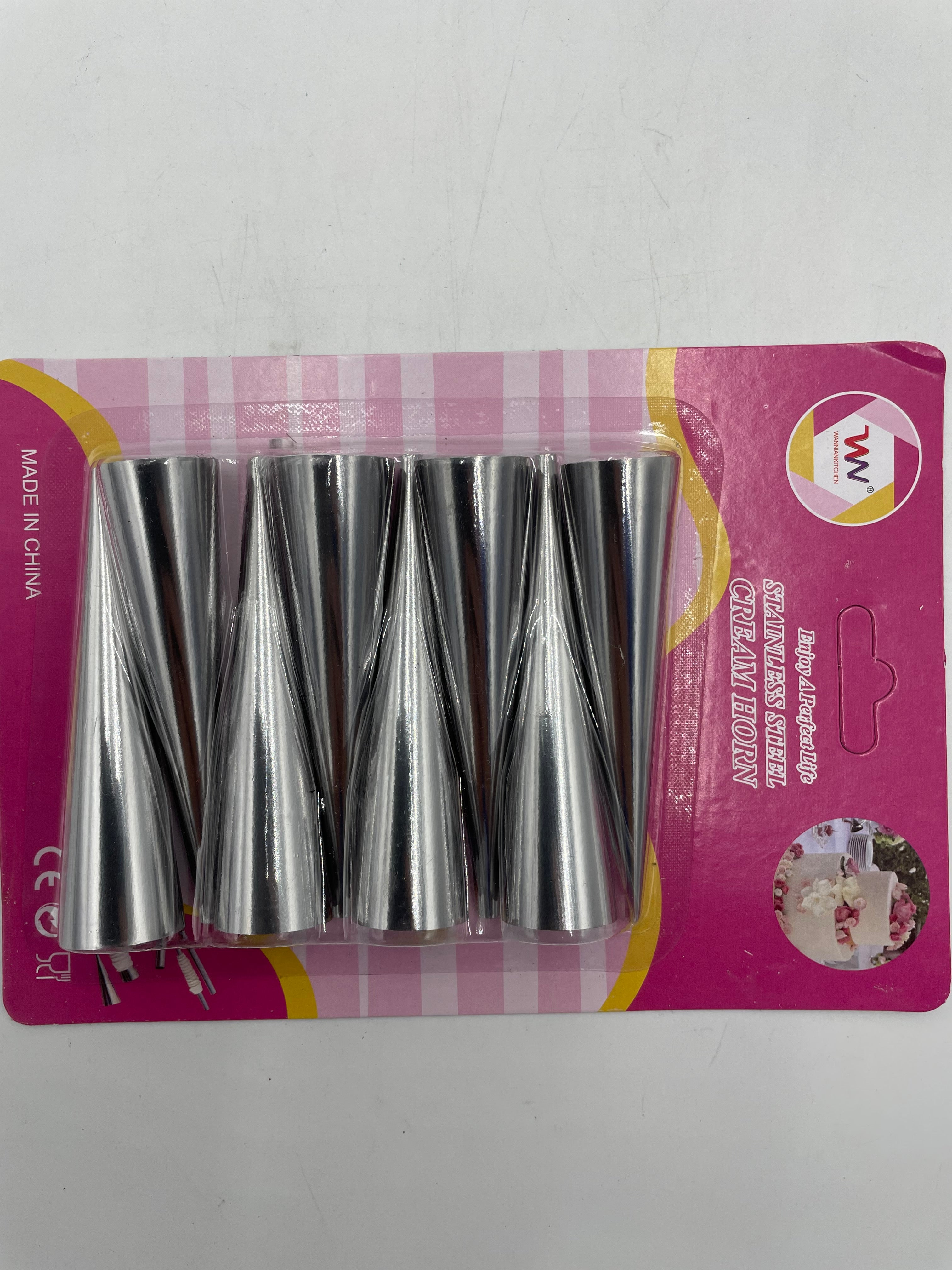 6-Piece Stainless Steel Cream Horn Pastry Molds - Perfect for Baking, Dessert Making, and Professional Pastry Chefs