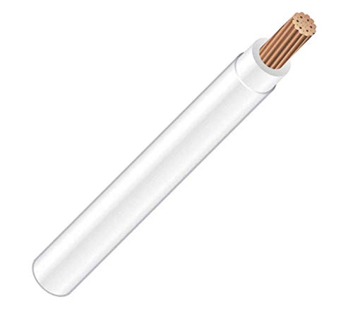 6 AWG 19-Stranded THHN White Copper Building Wire - 100FT Cut - Electrical Wiring for Home, Commercial & Industrial Use - UL Listed, Flexible Conductor for Easy Installation