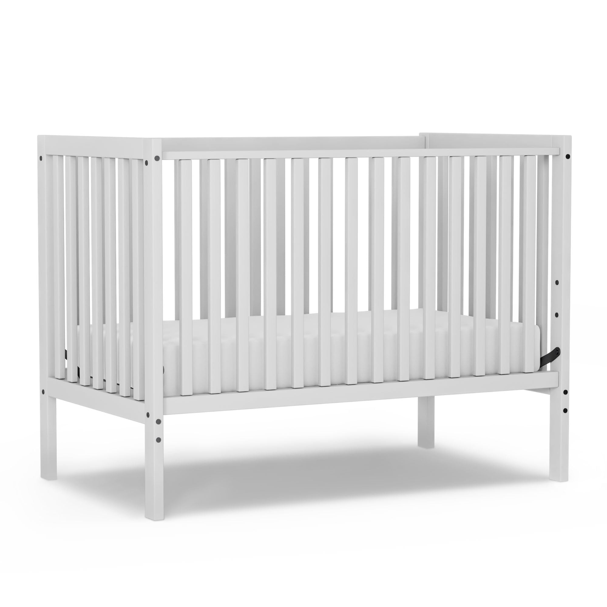 5-in-1 Convertible Baby Crib to Toddler Bed - Sustainable Natural Pinewood Nursery Furniture with Non-Toxic Finish - White | Safe & Stylish Crib for Newborns, Infants & Toddlers | Perfect for Small Spaces & Modern Nurseries