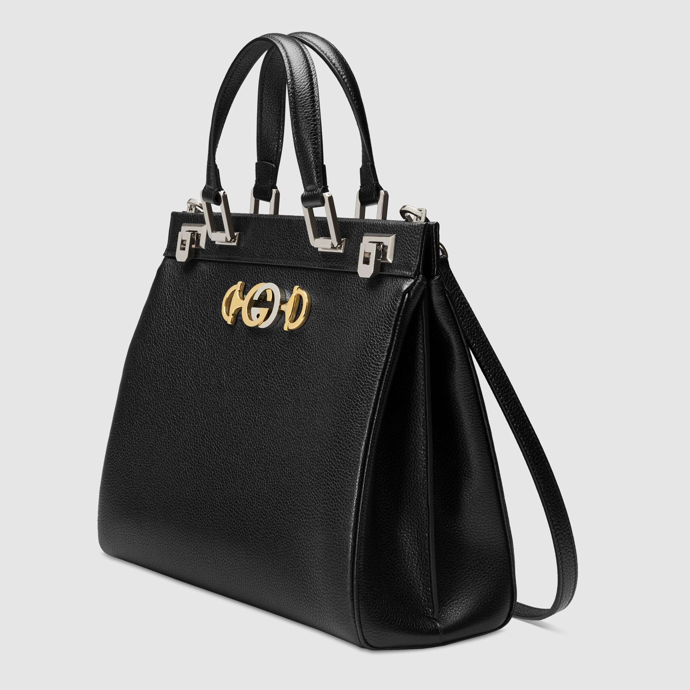 Gucci Zumi Grainy Leather Medium Top Handle Bag Black - Luxury Designer Handbag for Women, Perfect for Work, Parties & Everyday Use