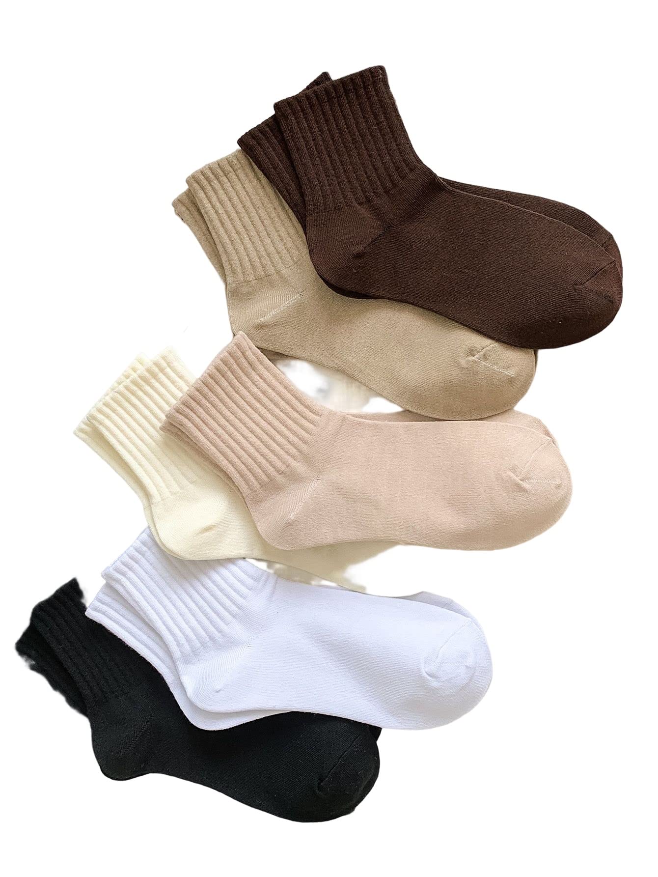 WDIRARA Women's 6-Pack Knit Warm Crew Socks - Soft Comfortable Cotton Casual Socks Set in Assorted Colors for Everyday Wear, Winter, Home & Office
