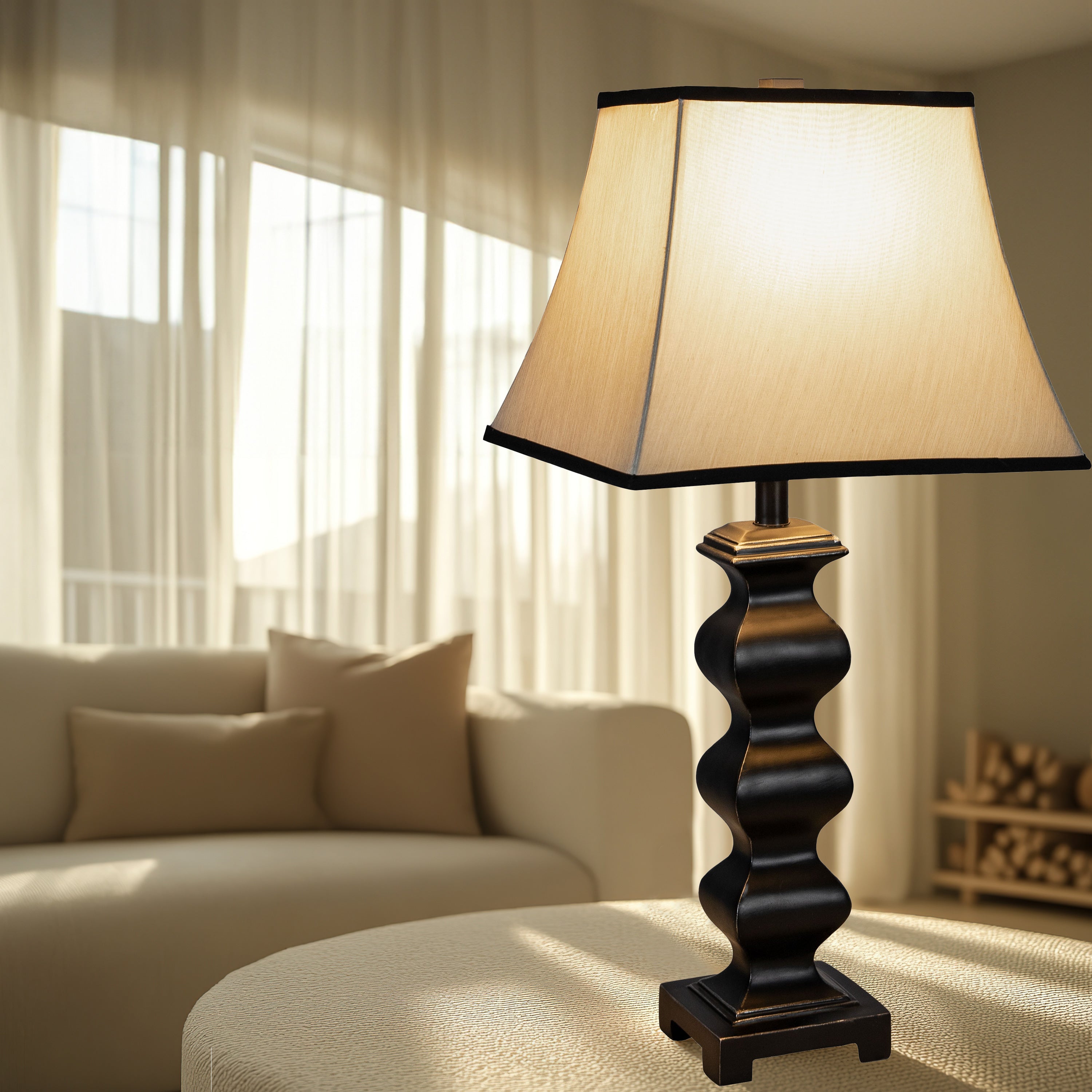Sunnydaze Stately Shapes Resin Accent Table Lamp Set of 2 - 29 Inch Height Modern Home Decor for Living Room, Bedroom & Office Lighting