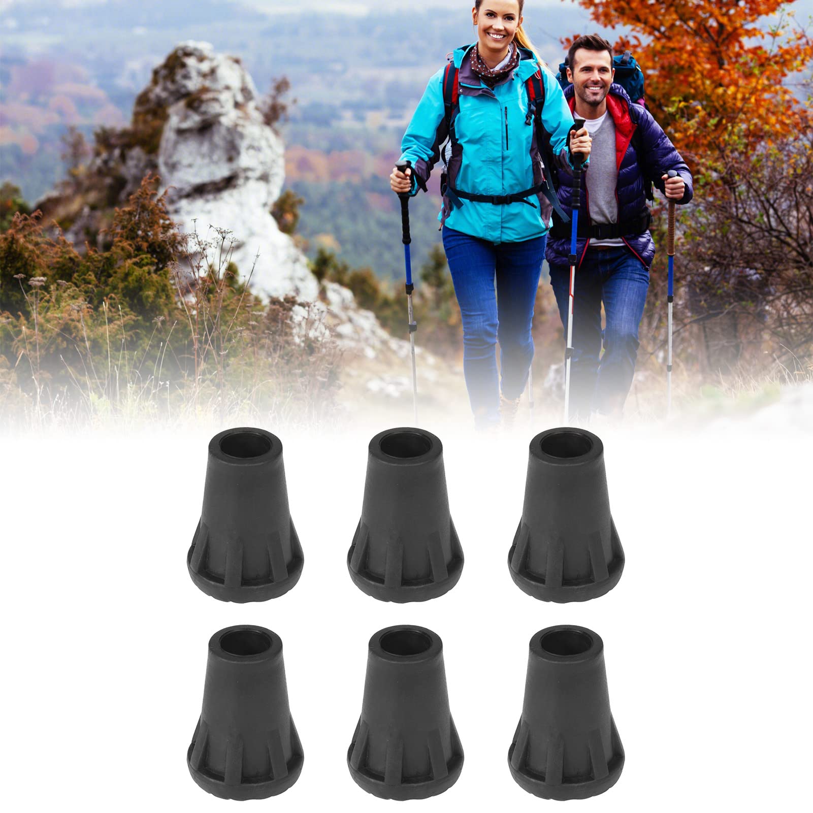 Premium Rubber Walking Cane Tips & Hiking Pole Replacement Accessories - Non-Slip Cane Tips for Outdoor Trekking, Hiking, Elderly Support & Mobility Aid - Durable Walking Stick End Covers for Safety & Stability