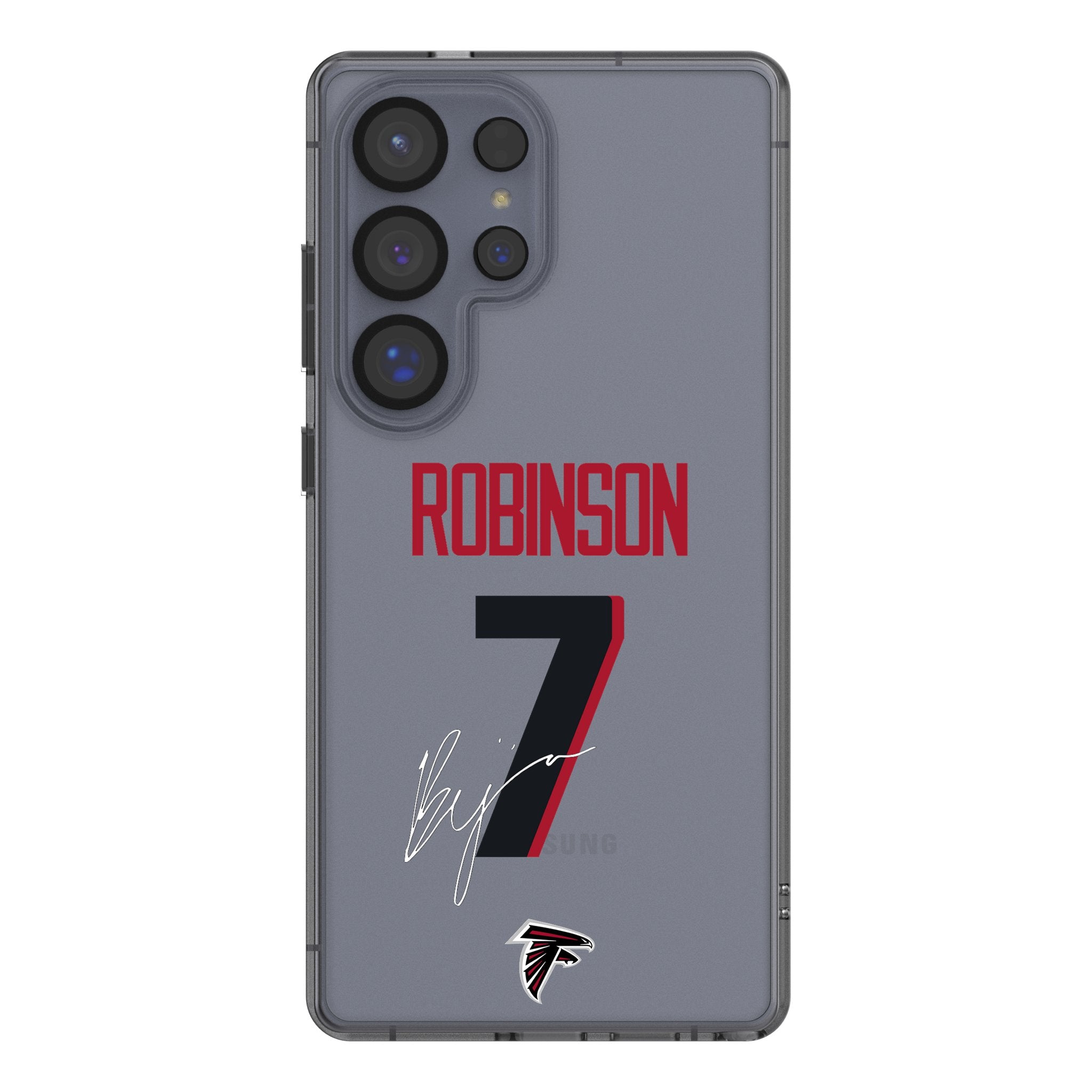 Bijan Robinson Atlanta Falcons 7 Game Tactical Clear Phone Case for Samsung Galaxy - Perfect for Football Fans & Game Day Protection
