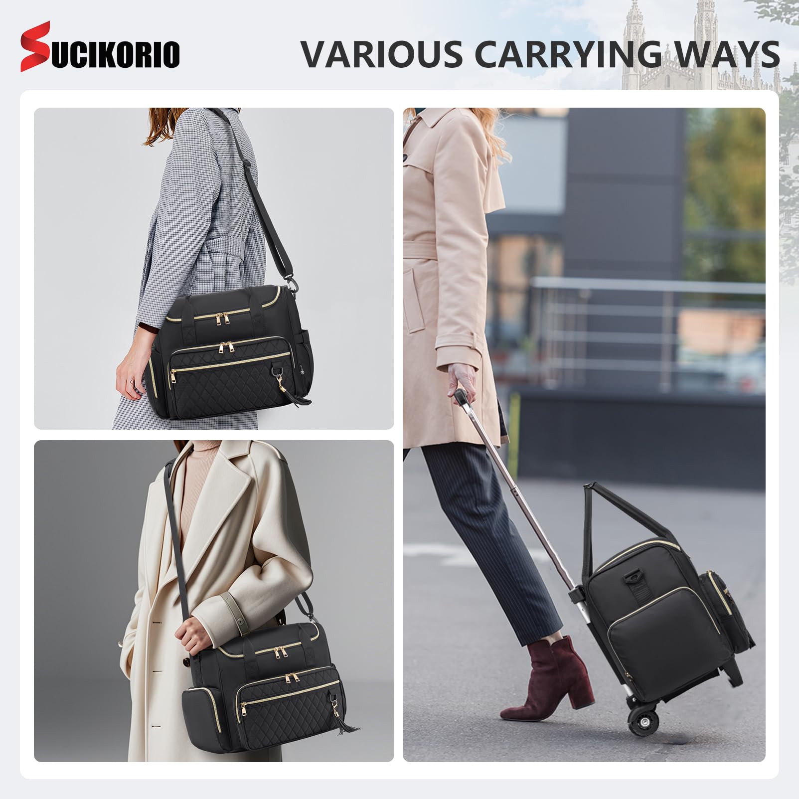 17.3 Inch Waterproof Rolling Laptop Bag for Women - 3-in-1 Wheeled Briefcase & Teacher Tote Bag | Perfect for Business Travel, Office Commute & School Use