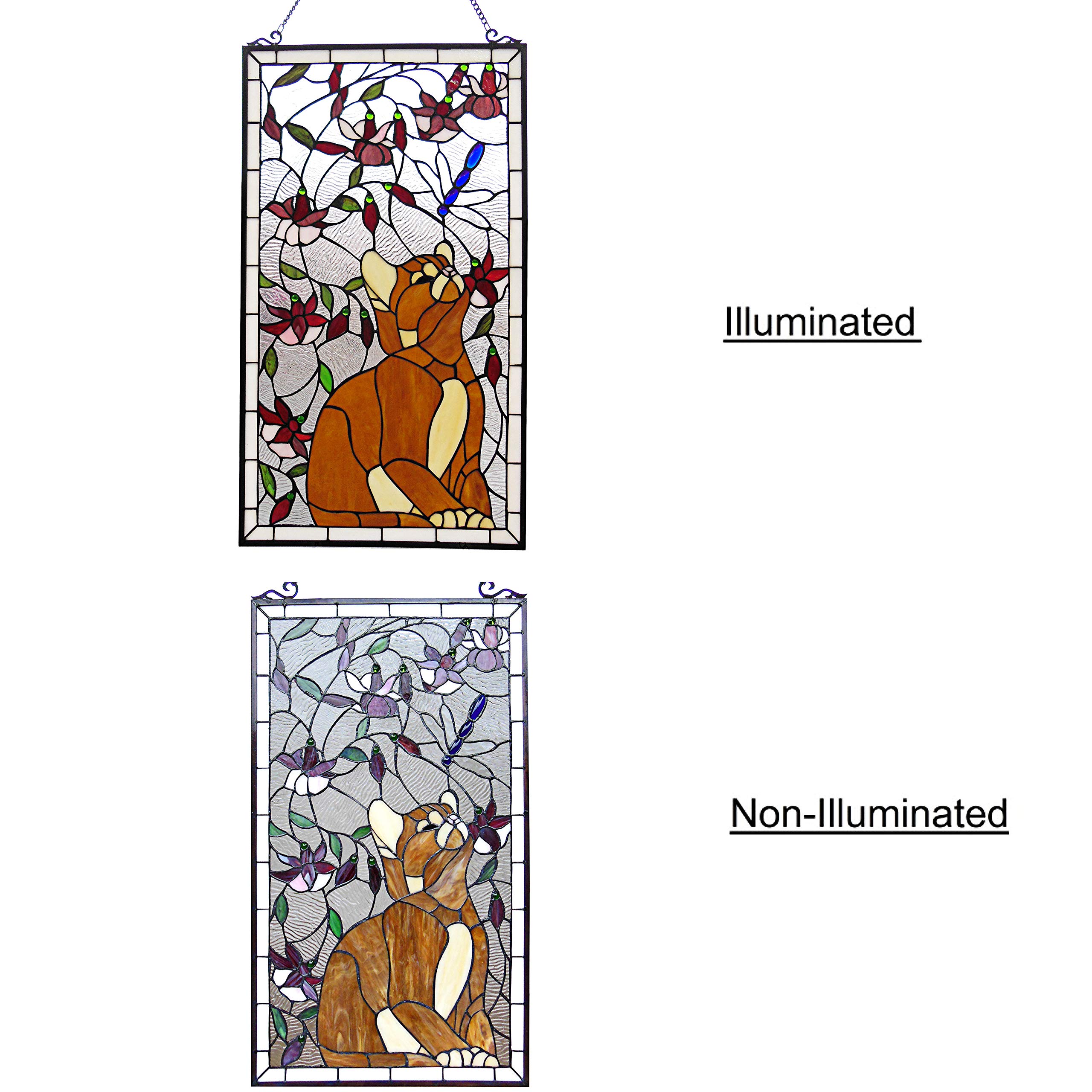 Tiffany Stained Glass Window Panel 18x31 Inches - Handcrafted Art Glass for Home Decor, Church, and Office Windows