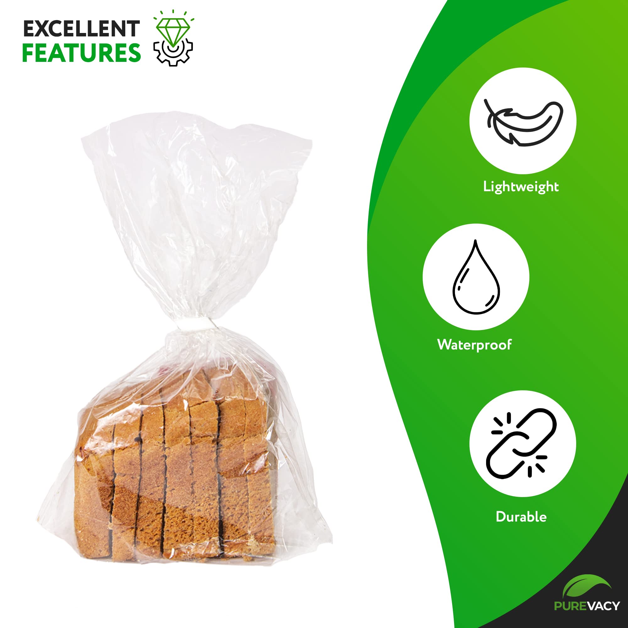 1000 Pack Clear Gusseted Plastic Bread Bags 6x3x15 Inches - 1 Mil PE Waterproof Food Storage Bags for Fresh Bread, Pastries & Baked Goods | Commercial & Home Kitchen Use