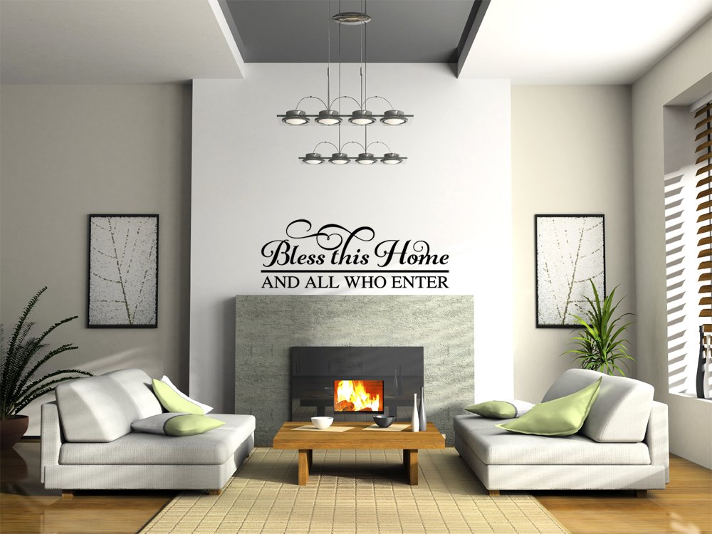 Bless This Home and All Who Enter - Inspirational Vinyl Wall Decal Sticker for Home Decor - Perfect for Living Room, Bedroom, Nursery & Entryway