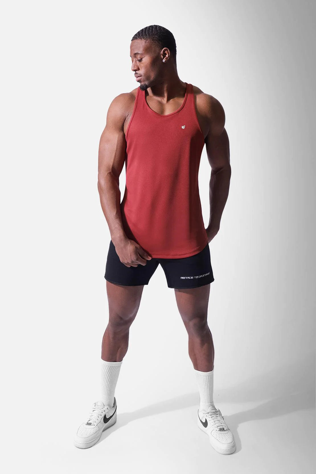 Jed North Men's Microfiber Dri-Fit Tank Top - Moisture Wicking Athletic Shirt for Workout & Running - Maroon Red Color