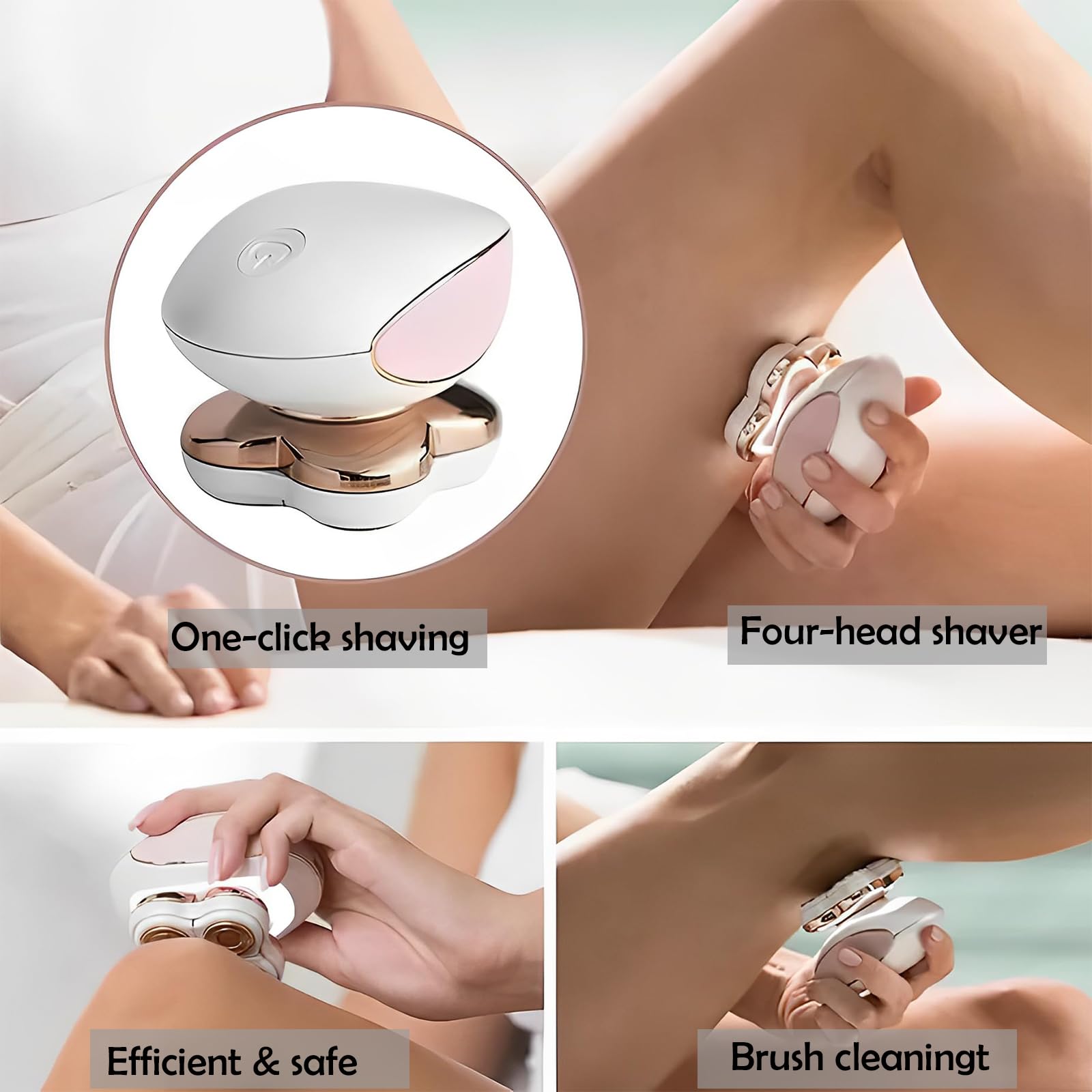 Yuehuam Women's Electric Shaver - Cordless Painless Hair Removal Device with LED Light for Legs, Face, Bikini & Pubic Area | Rechargeable Bikini Trimmer & Body Groomer for Smooth Skin at Home or Travel