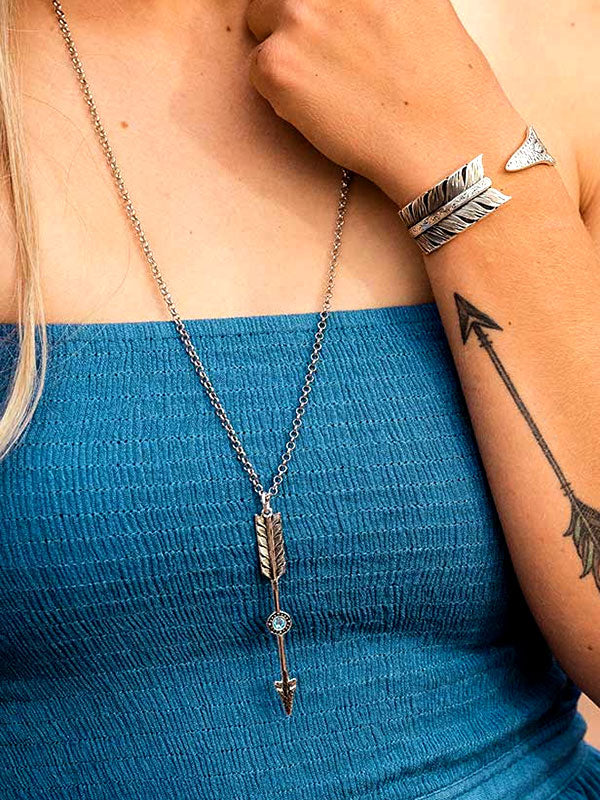 Montana Silversmiths NC4885 D Timber Ridge Arrow Necklace in Sterling Silver - Perfect for Western Fashion & Cowgirl Jewelry Gifts