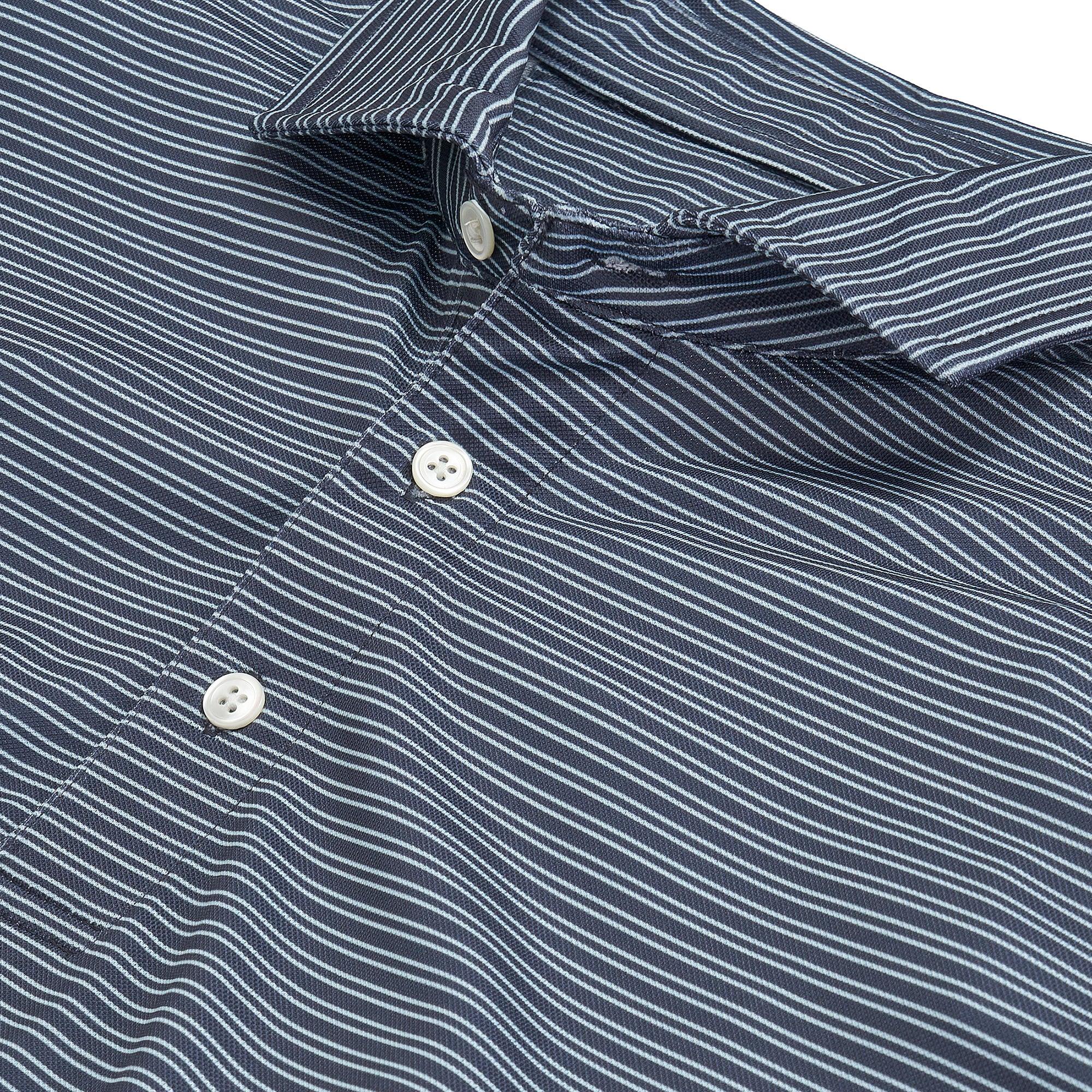 Premium Stripe Performance Pique Polo Shirt for Men - Breathable & Moisture-Wicking Golf & Casual Wear