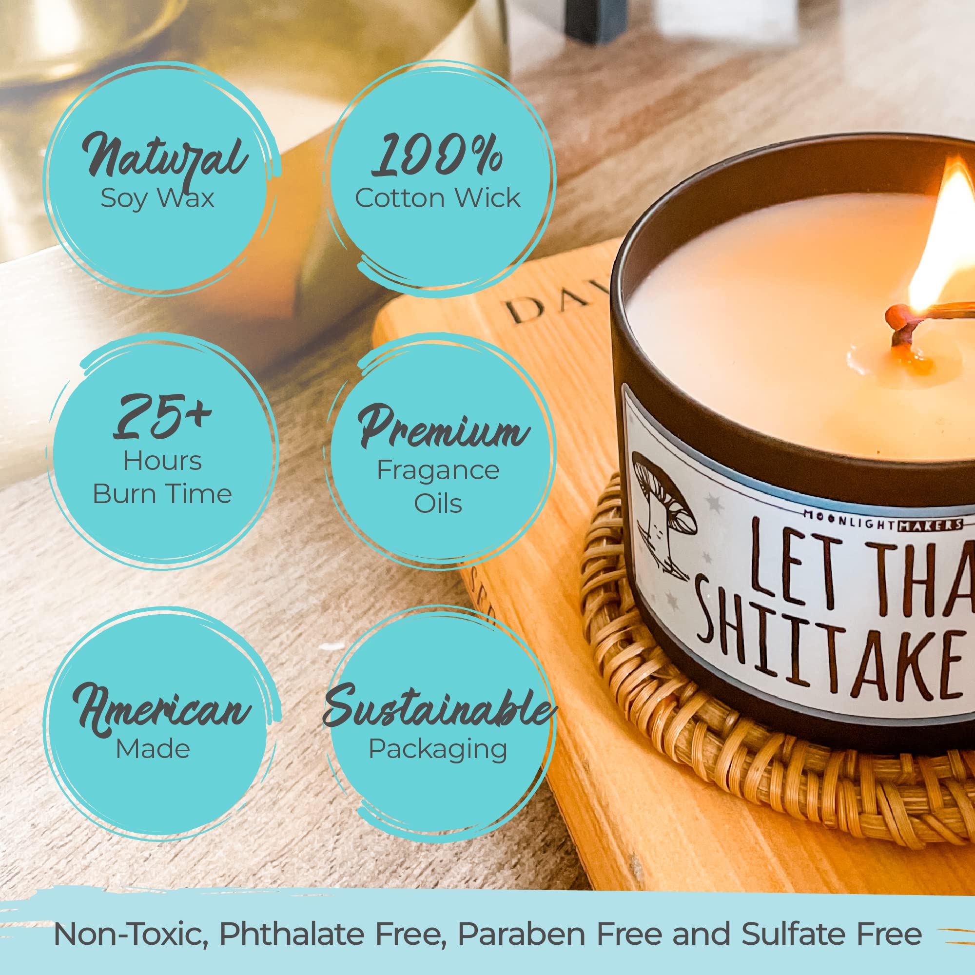 Moonlight Makers I Wet My Plants Candle - Frosted Juniper Scented Handmade Soy Wax Candle in 8oz Tin | 25+ Hour Burn Time | Natural Home Decor & Relaxation Gift for Plant Lovers