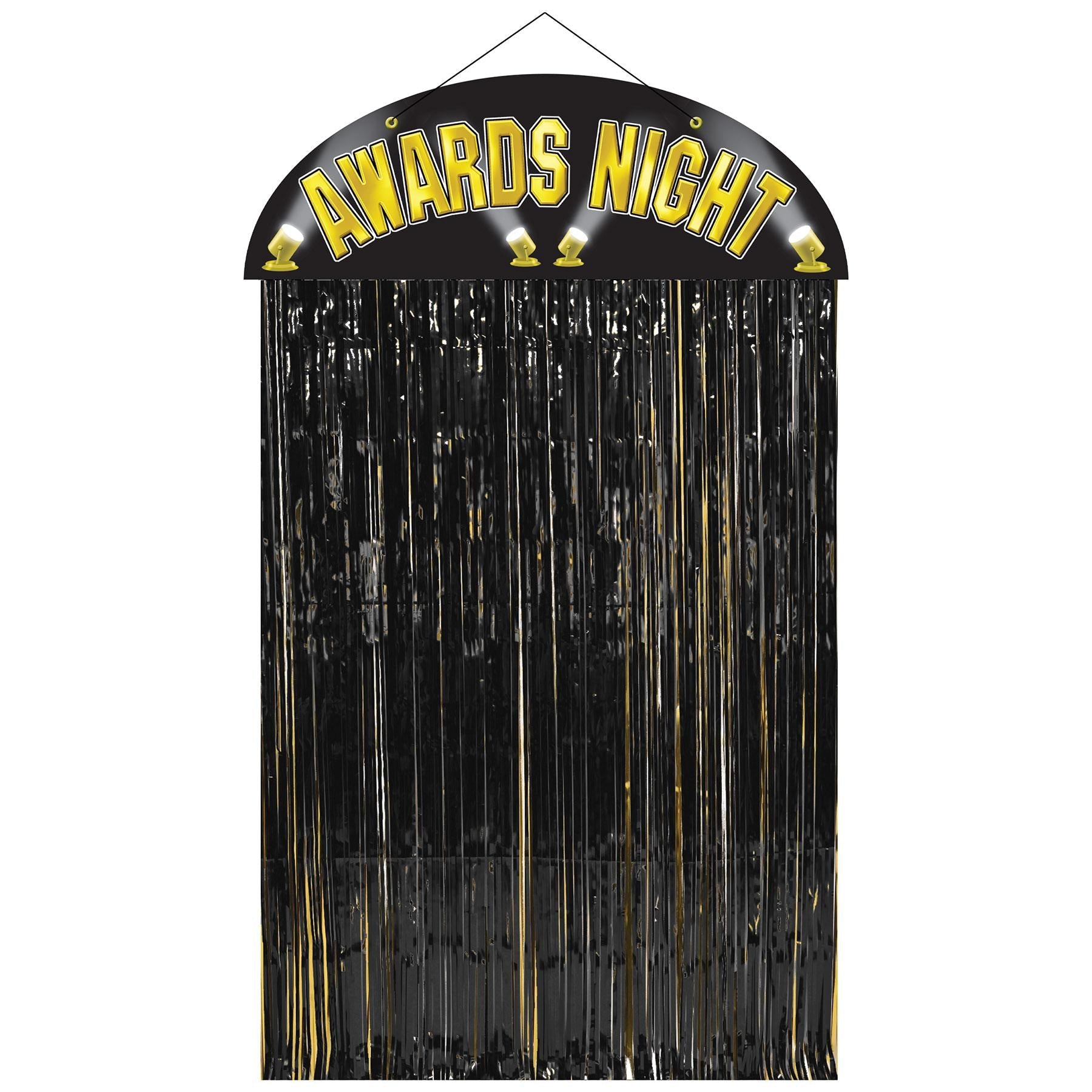 12 Pack Beistle Awards Night Party Door Curtain - Gold Glitter Celebration Backdrop for Graduation, Prom, Homecoming & Special Events Decorations