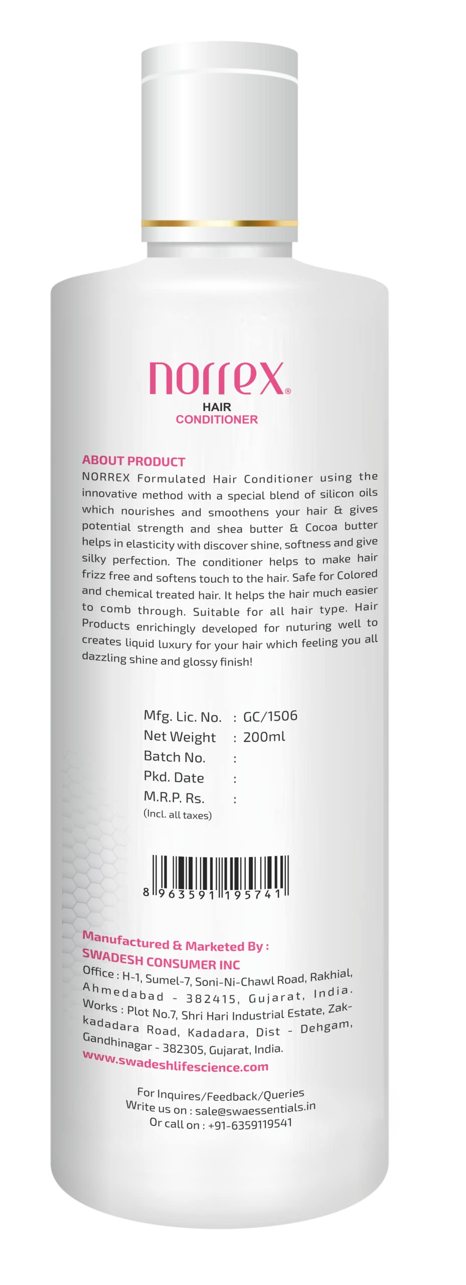 Norrex Intense Repair Hair Conditioner for Smooth & Frizz-Free Hair - Deep Moisturizing Treatment for Damaged Hair - Unisex Formula for Men & Women (200ml) - Perfect for Daily Use & Salon-Quality Results at Home