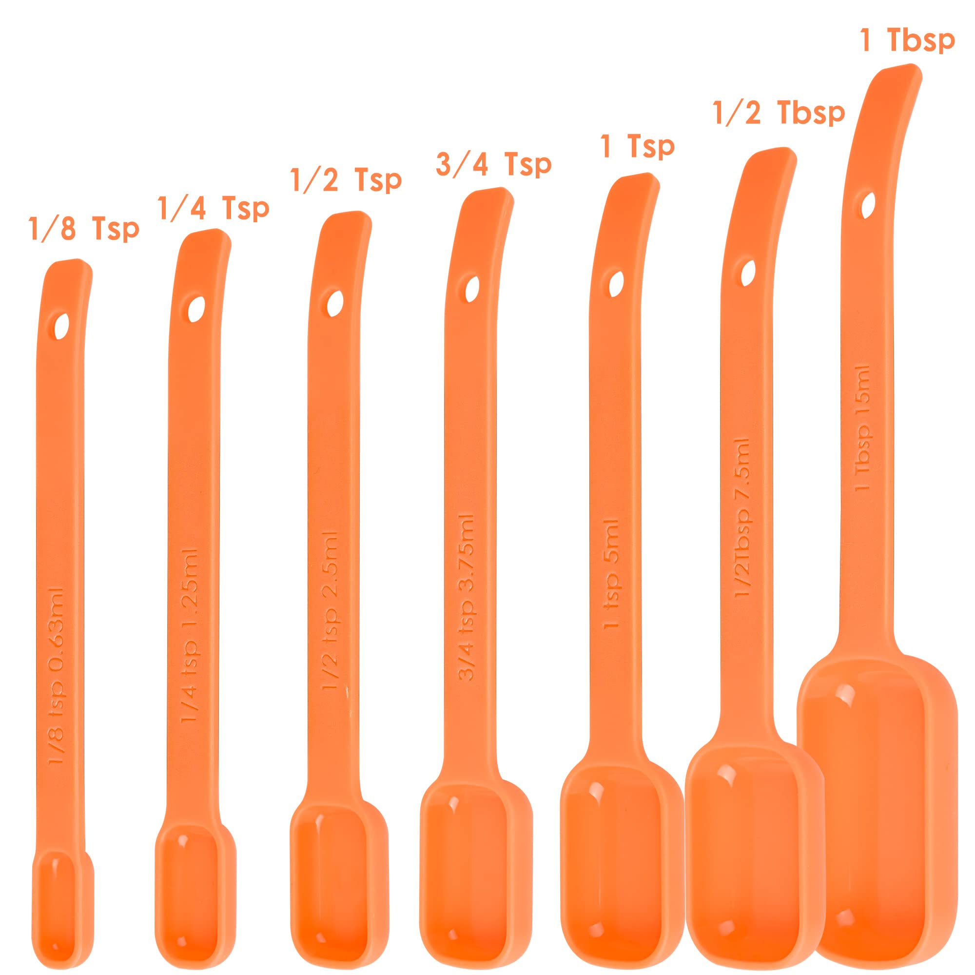 15-Piece Plastic Measuring Cups and Spoons Set - 7 Measuring Cups & 7 Spoons with Leveler - Essential Baking & Cooking Tools for Kitchen, Meal Prep, and DIY Recipes (Orange)