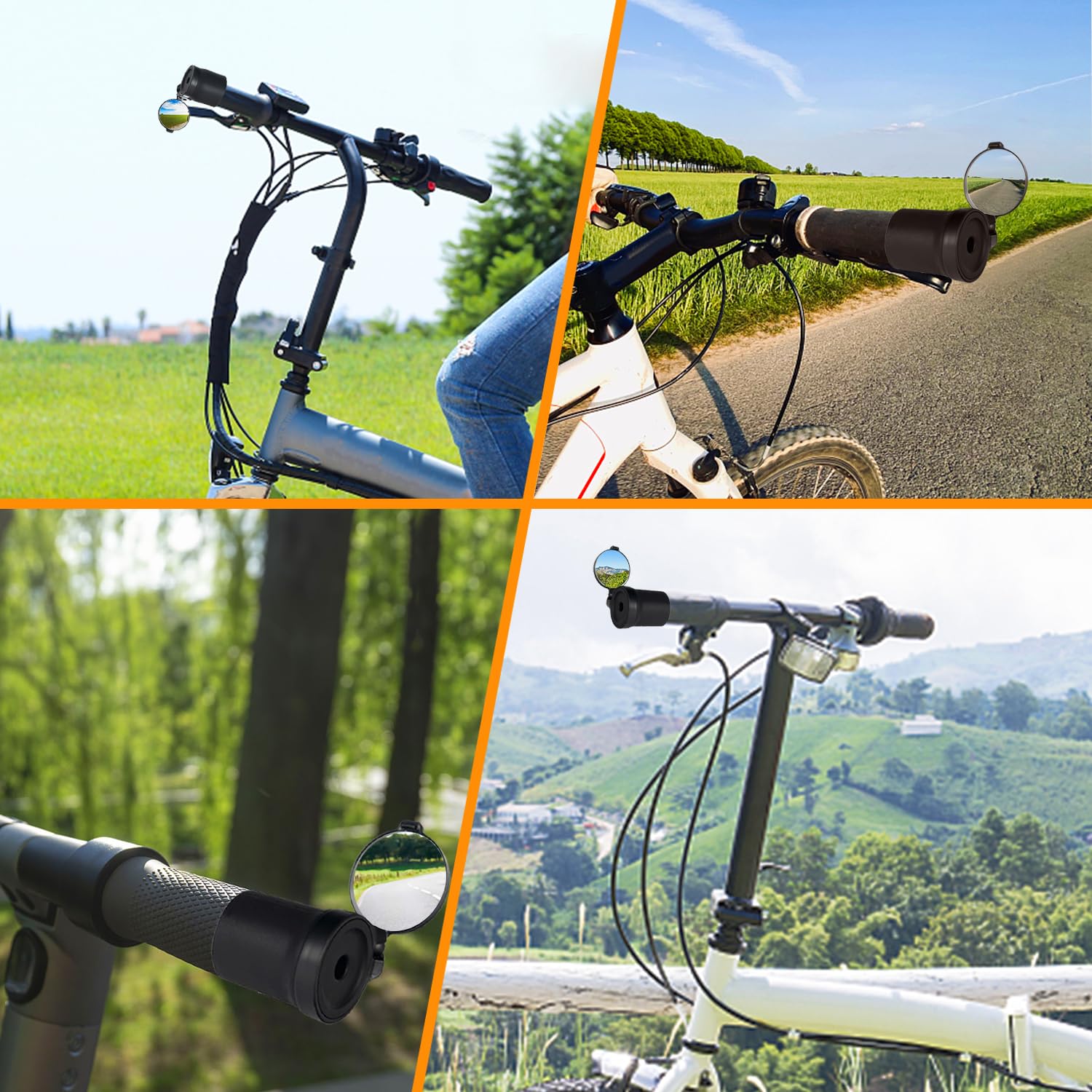 Arkham Universal Bicycle Mirror - 360° Rotating Foldable Rear View Mirror with Rubber Mounting Sleeve for Handlebars | Perfect for Mountain Bikes, Road Bikes & Commuting Safety