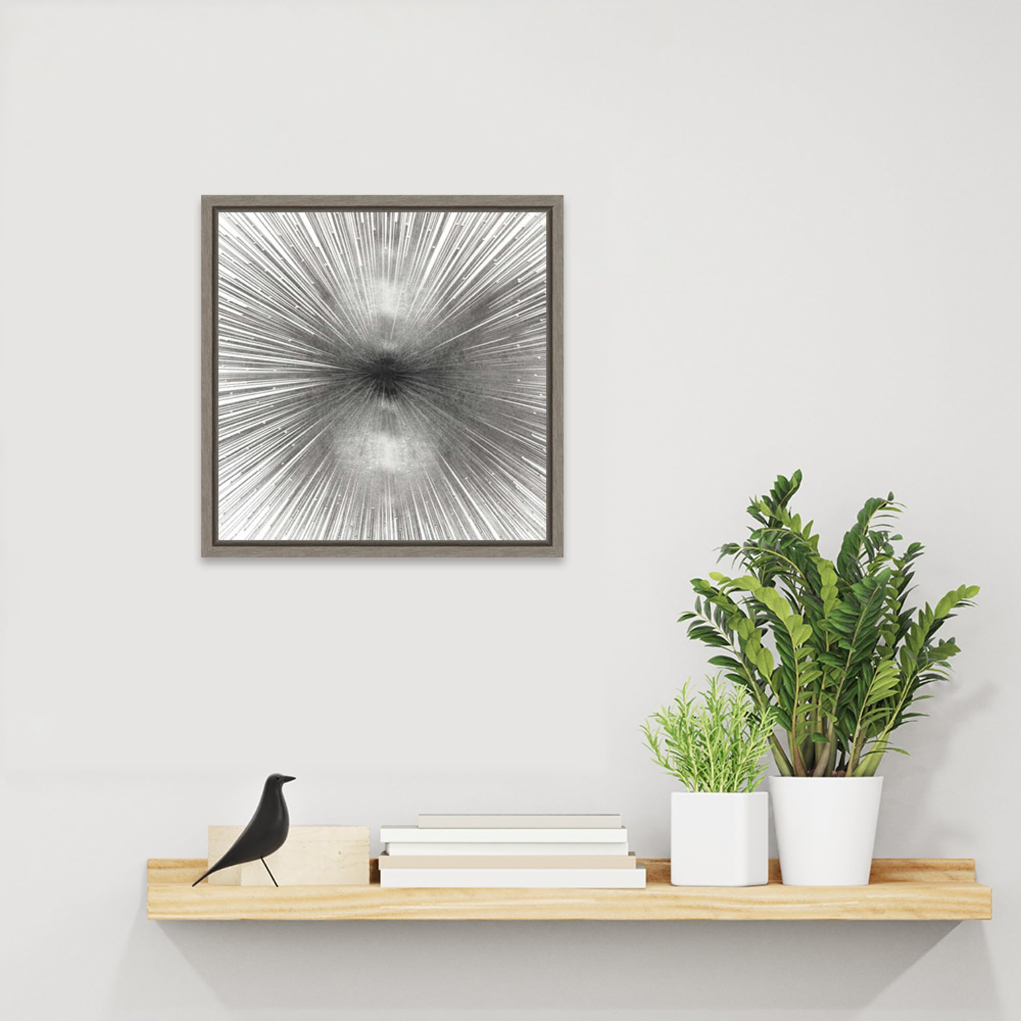 Amanti Art 16x16 Inch Framed Canvas Wall Art - Radiant Silver Abstract Painting by Abby Young, Country Rustic Decor for Living Room, Bedroom, Bathroom | Perfect for Home, Office & Gift Giving