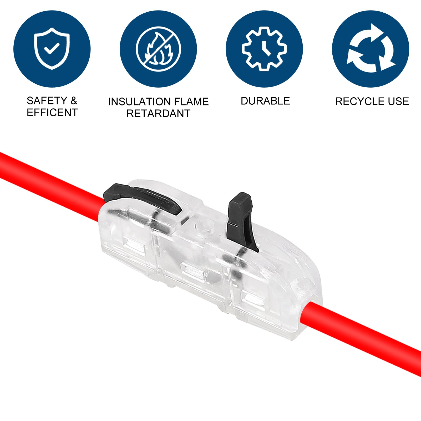 20pcs Black Lever Wire Connectors - 1 to 1 Inline Electrical Connectors for 28-12 AWG, Compact Splicing Connectors Assortment | DIY Home Wiring, Electrical Repairs & Automotive Applications