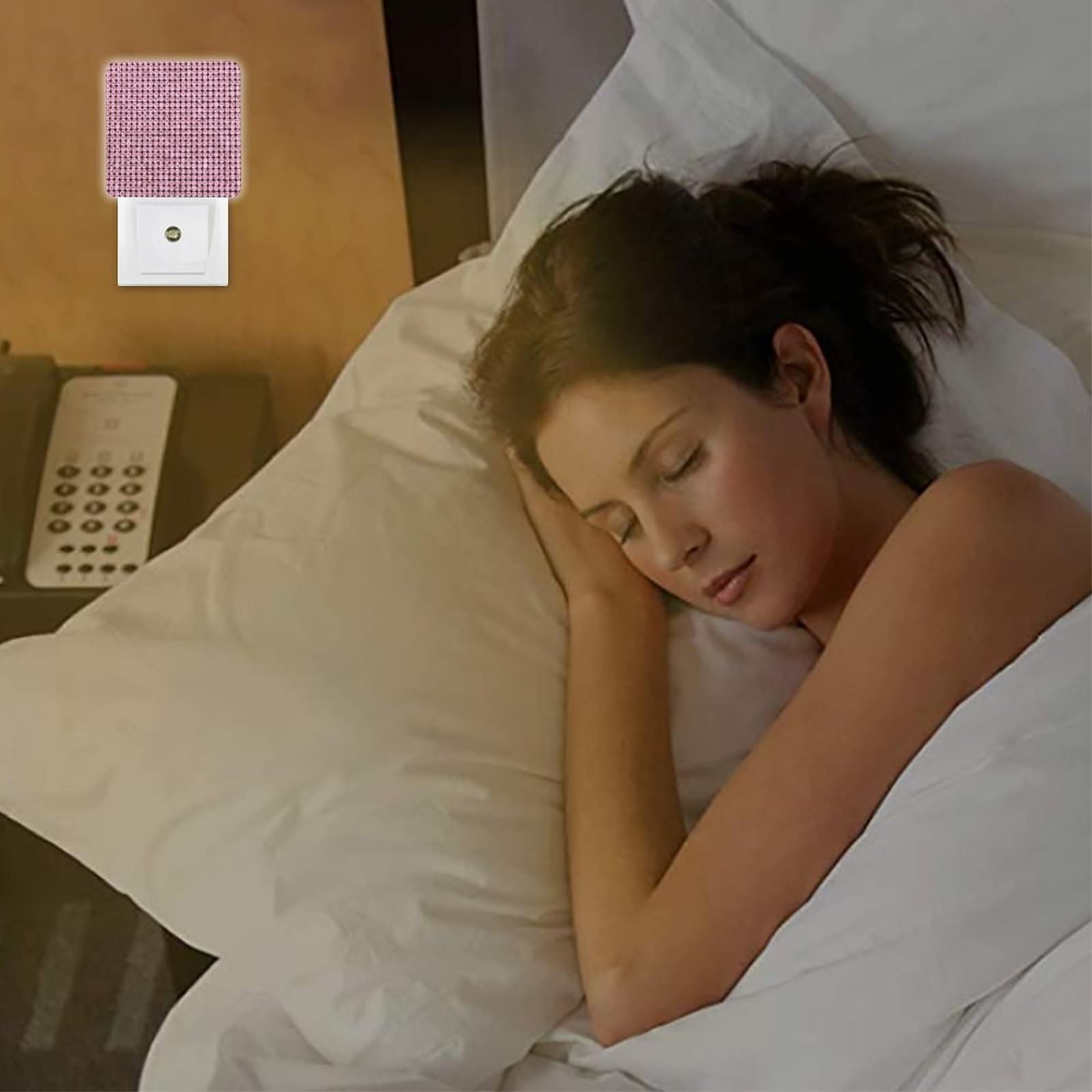 Sparkling Pink Diamond Night Light with Dusk to Dawn Sensor - Plug-in LED Nightlight for Bedroom, Bathroom, Hallway & Stairs | Romantic Bling Decor for Girls Room, Nursery & Home Safety