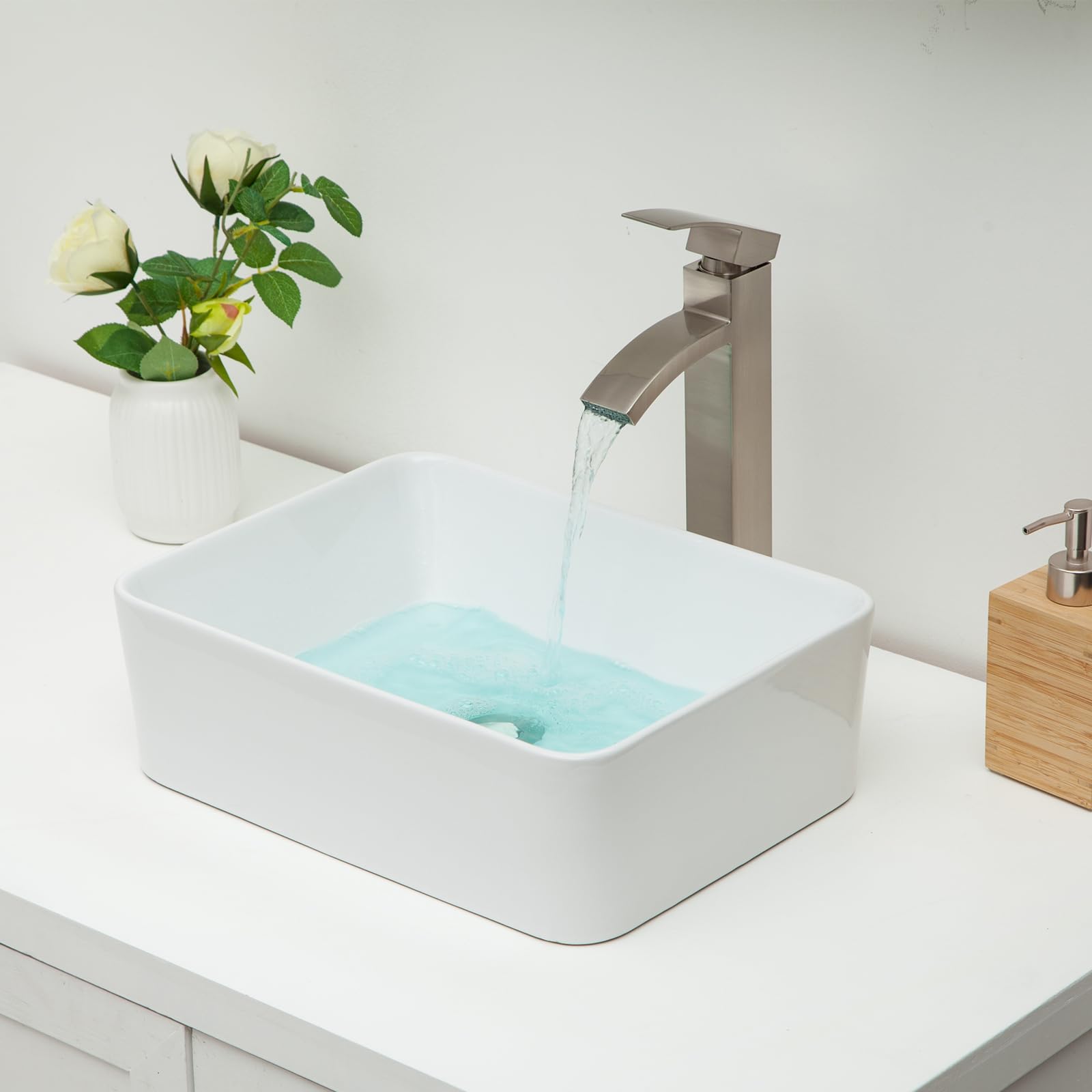 Modern White Porcelain Rectangular Vessel Sink - 16