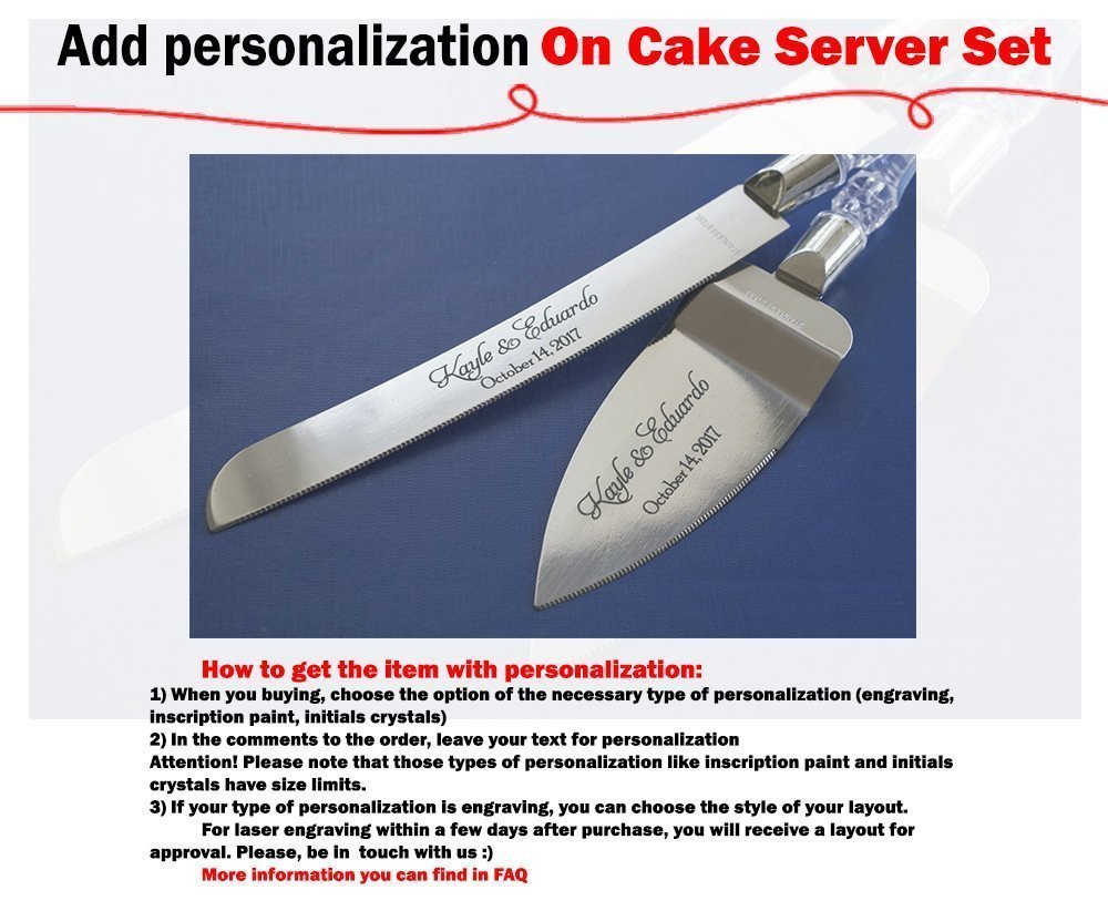 Elegant Gold Wedding Cake Server Set - Engraved & Personalized Cake Knife with Crystals - Perfect for Wedding Receptions, Anniversary Celebrations & Bridal Showers