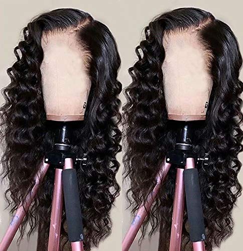 QUINLUX 16 Inch HD Lace Front Human Hair Wig - 13x6 Transparent Lace Deep Part Brazilian Remy Hair with Baby Hair | 150% Density Glueless Deep Wave Curly Wig for Black Women | Perfect for Daily Wear, Parties & Special Occasions