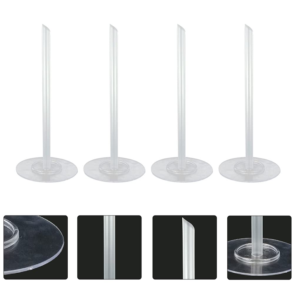 Cabilock 4-Piece Clear Plastic Cake Stand Set - Mini Ice Cream Cake Holders, Cake Separators & Stackable Display Stands for Dessert Shops, Bakeries & Home Baking (White)
