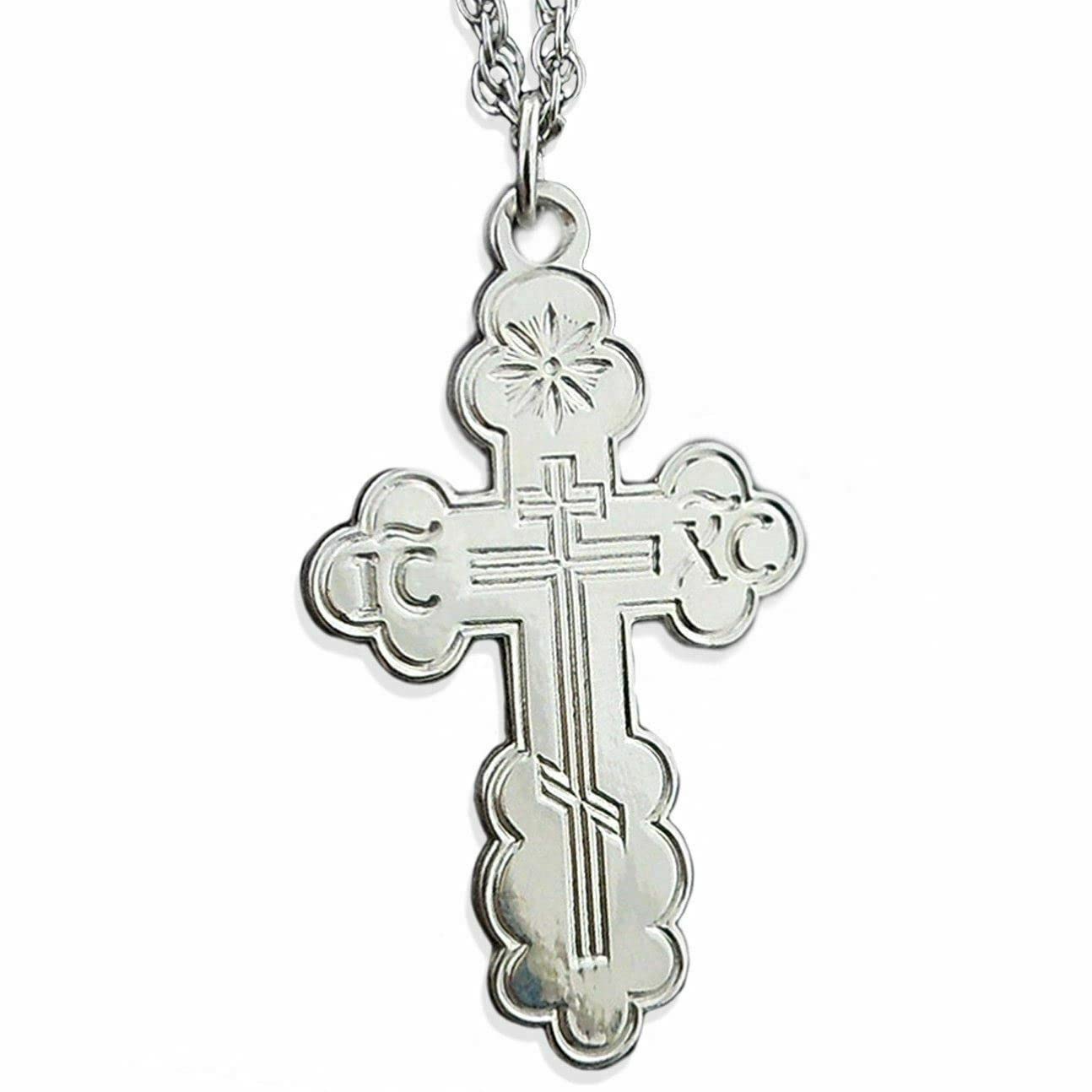 1 7/8 Inch Sterling Silver Orthodox Cross Pendant - Bright Polish Finish for Religious Jewelry | Perfect for Baptism Gifts, Church Wear & Spiritual Protection