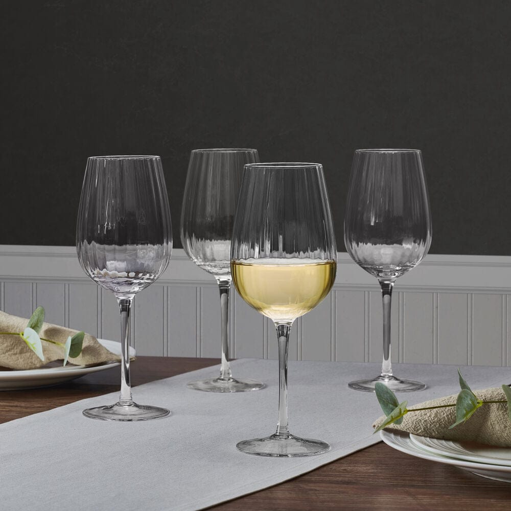 Premium Set of 4 Crystal Clear White Wine Glasses - Elegant Stemware for Chardonnay, Sauvignon Blanc & Riesling - Perfect for Dinner Parties, Weddings & Romantic Date Nights