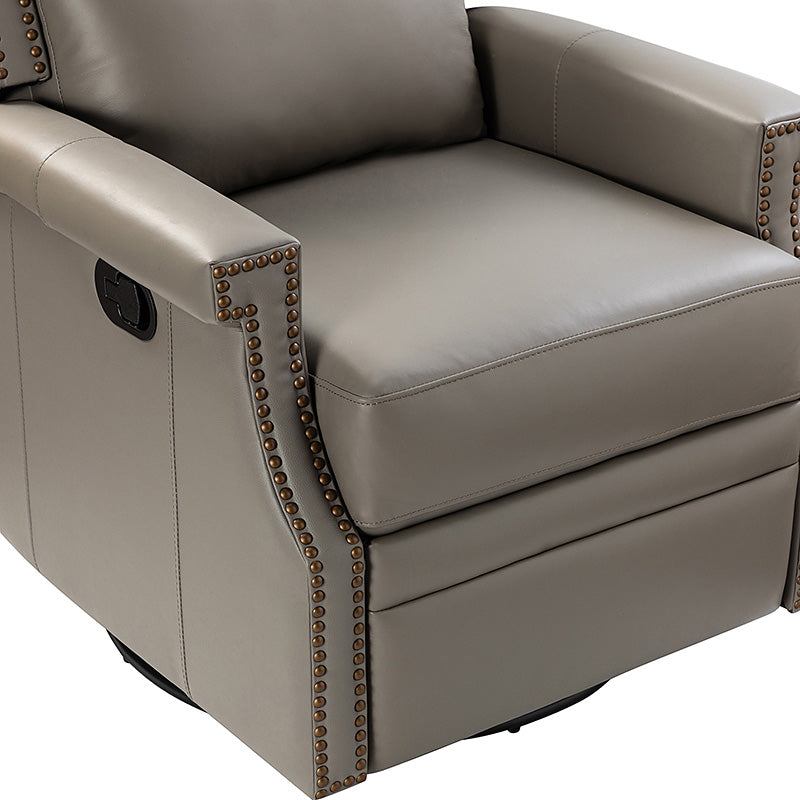 Canace Modern Genuine Leather Manual Glider Rocker Recliner Chair - Comfortable Swivel Lounge Chair for Living Room, Nursery, and Office Relaxation
