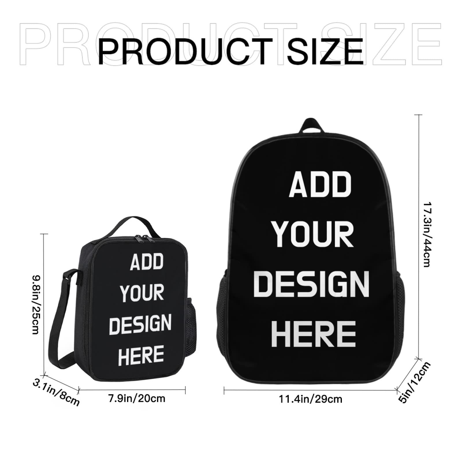 Custom Backpack and Lunch Box Set - Personalized Photo Bookbag with Insulated Lunch Bag for Men & Women - Perfect for School, Work, Travel & Outdoor Activities