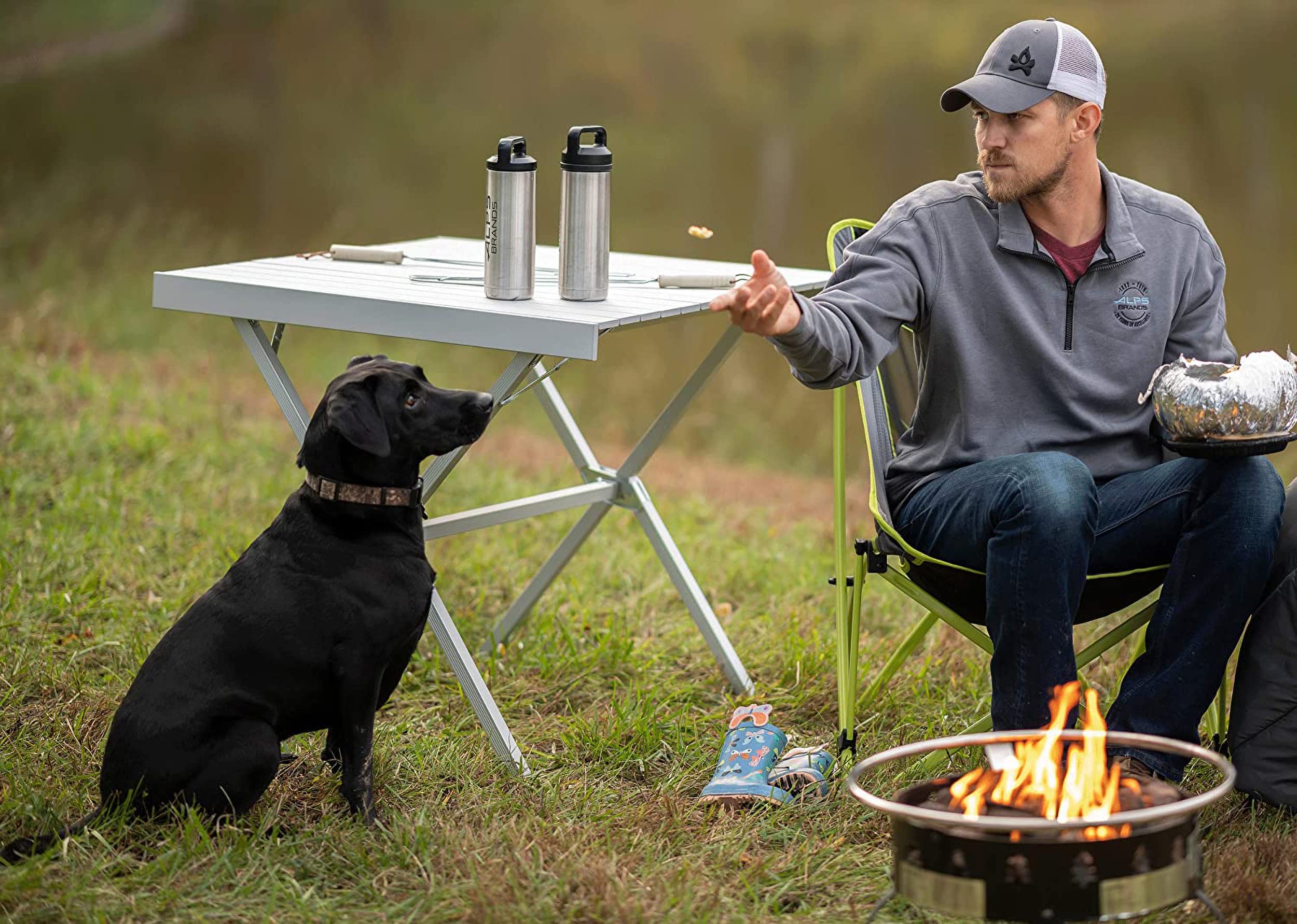 ALPS Mountaineering Folding Camping Table - Lightweight Aluminum X Frame, Easy-Clean Roll Top, Shoulder Carry Bag (3 Sizes) - Perfect for Outdoor Picnics, Backpacking & RV Camping Trips