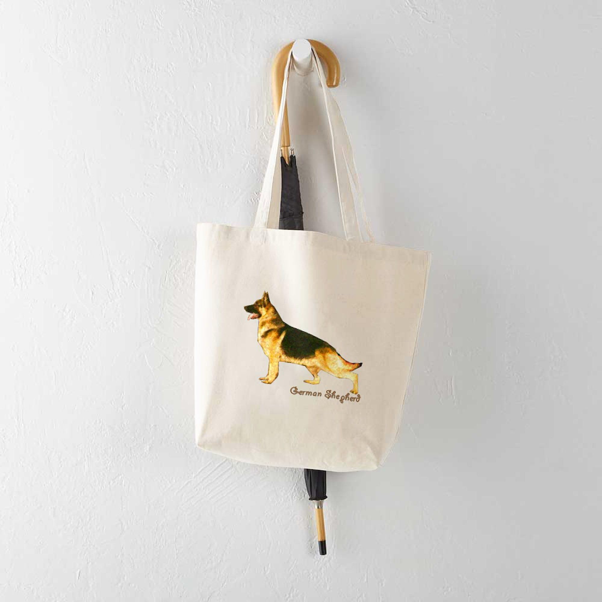 German Shepherd Tote Bag - Natural Canvas Reusable Shopping Bag for Groceries, Beach & Everyday Use | Durable Eco-Friendly Tote