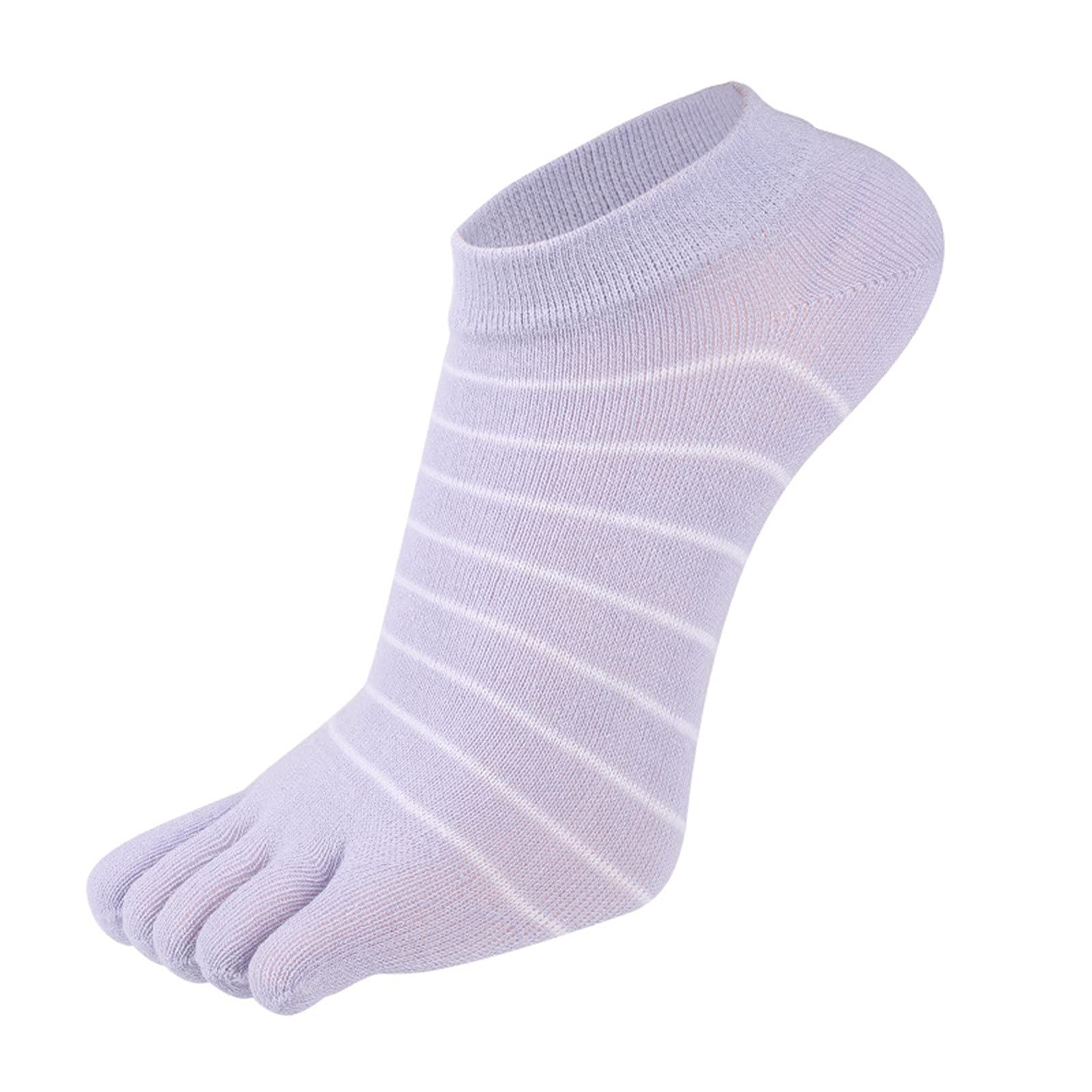 **Breathable Women's Striped Five-Toe Sports Socks - Low Cut Basketball & Home Socks for Running, Yoga & Casual Wear - Black**