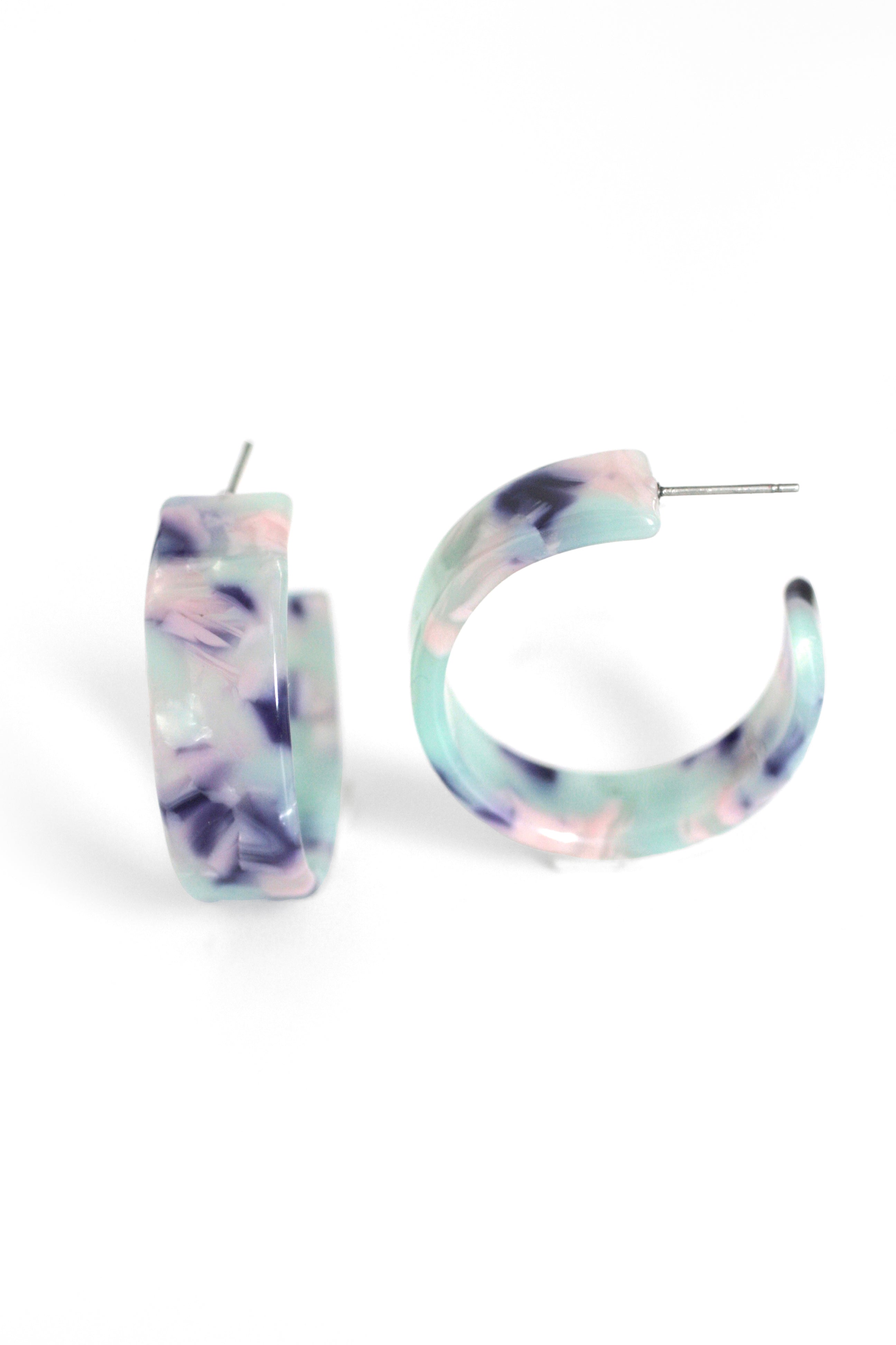 Resin Hoops Earrings for Women - Mint Green Dangle Earrings, Lightweight & Hypoallergenic - Perfect for Parties, Weddings & Everyday Wear
