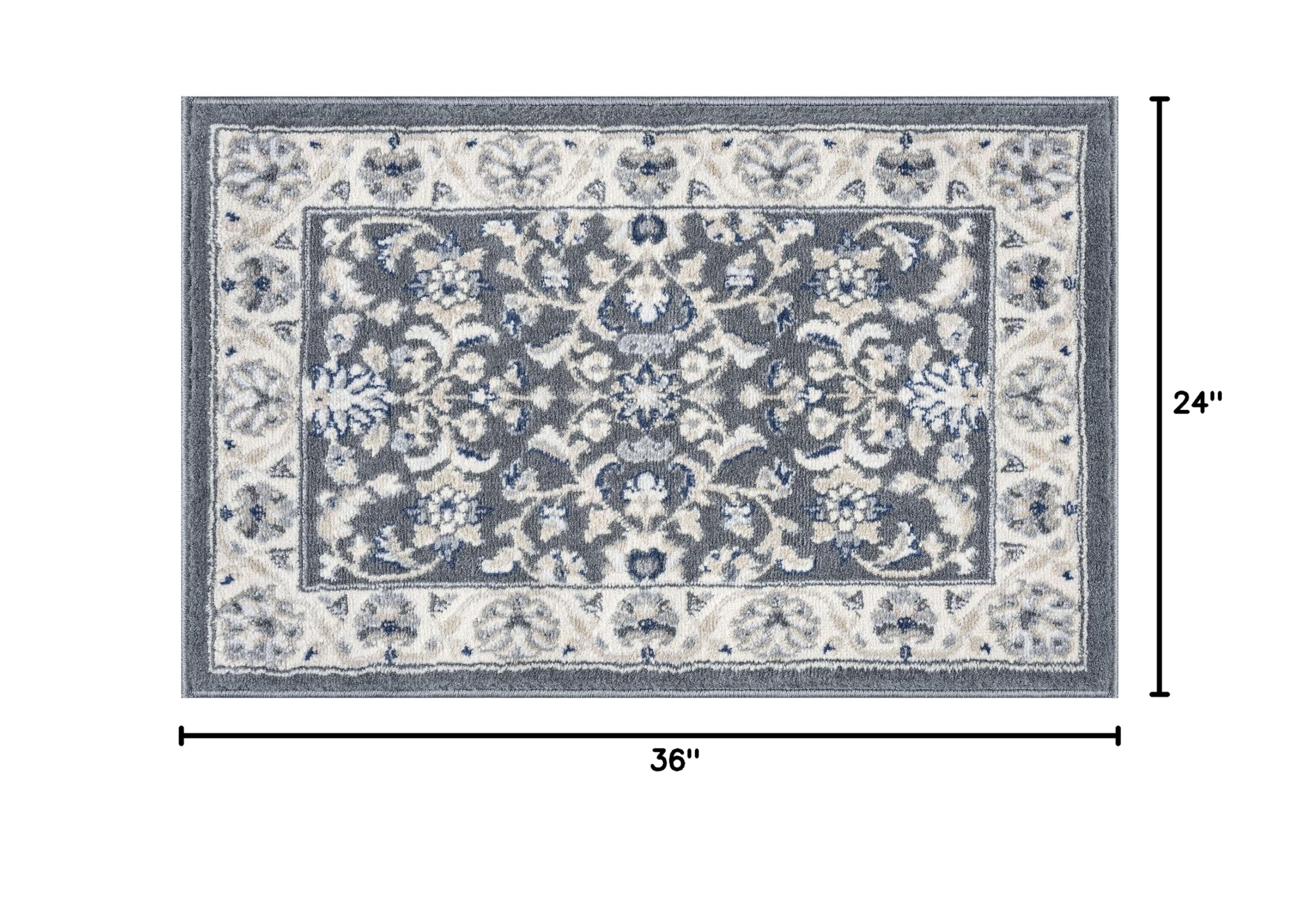 Gray 2x3 Entry Rug - Non-Slip Indoor Front Door Mat - Small Area Rug for Kitchen & Bathroom - Modern Home Decor for Living Room, Bedroom & Entryway
