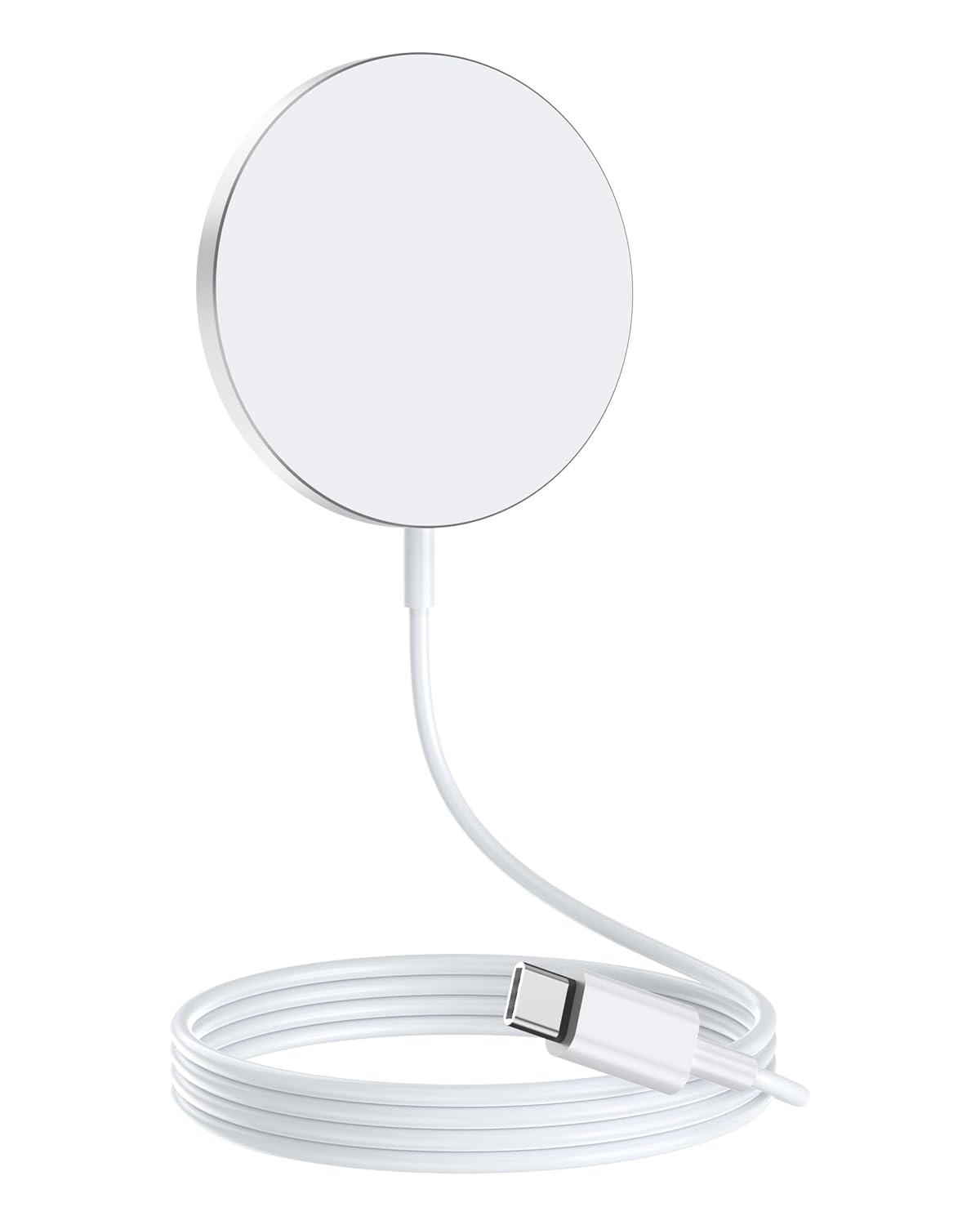Magnetic Wireless Charger for iPhone 15/14/13/12 Series - Fast Charging Mag-Safe Compatible Charging Pad with Strong Magnet - White | Perfect for Home, Office & Travel Charging