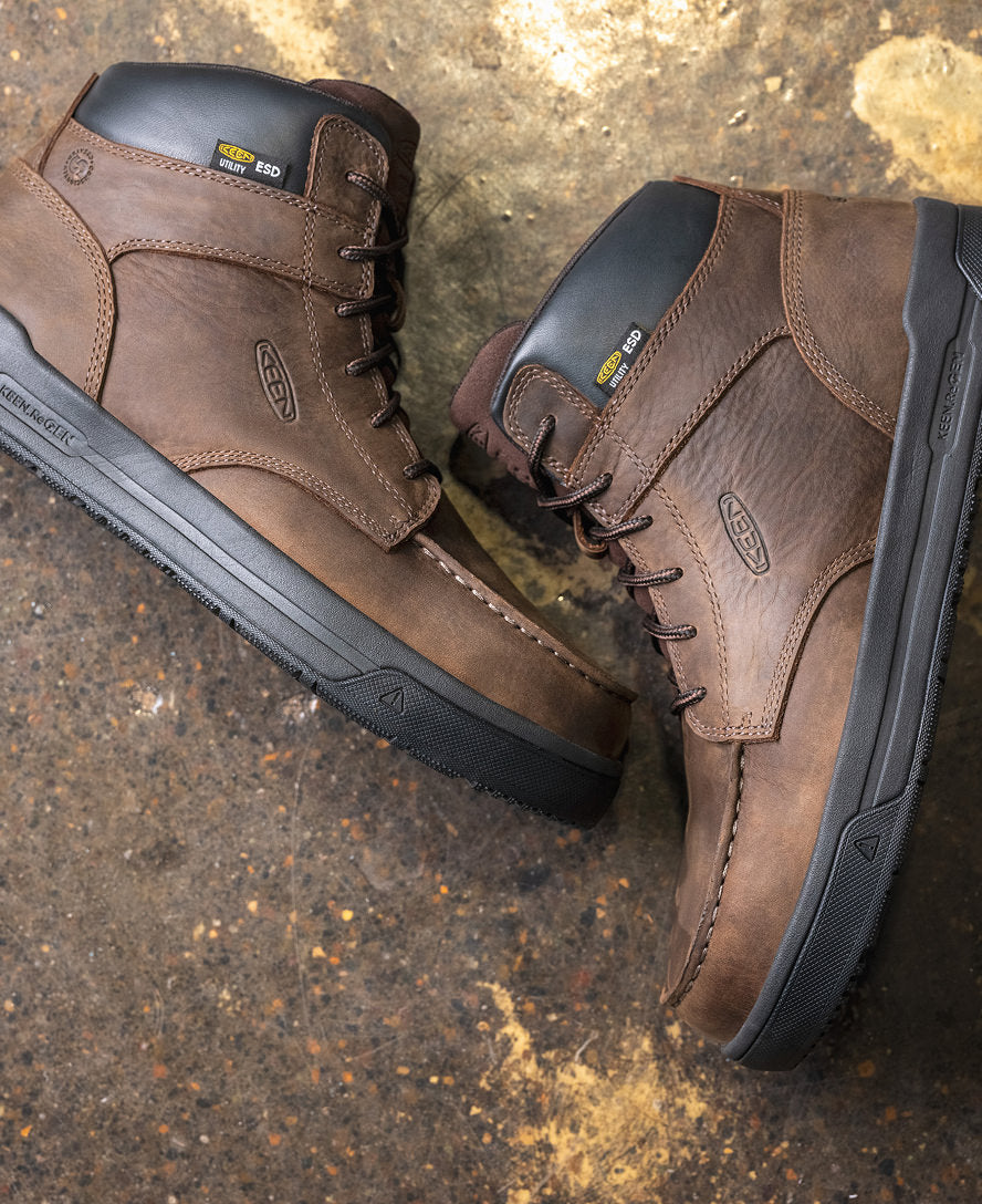 Men's Gibson ESD Safety Boots with Carbon Toe - Cascade Brown/Black Work Boots for Electricians & Construction Workers