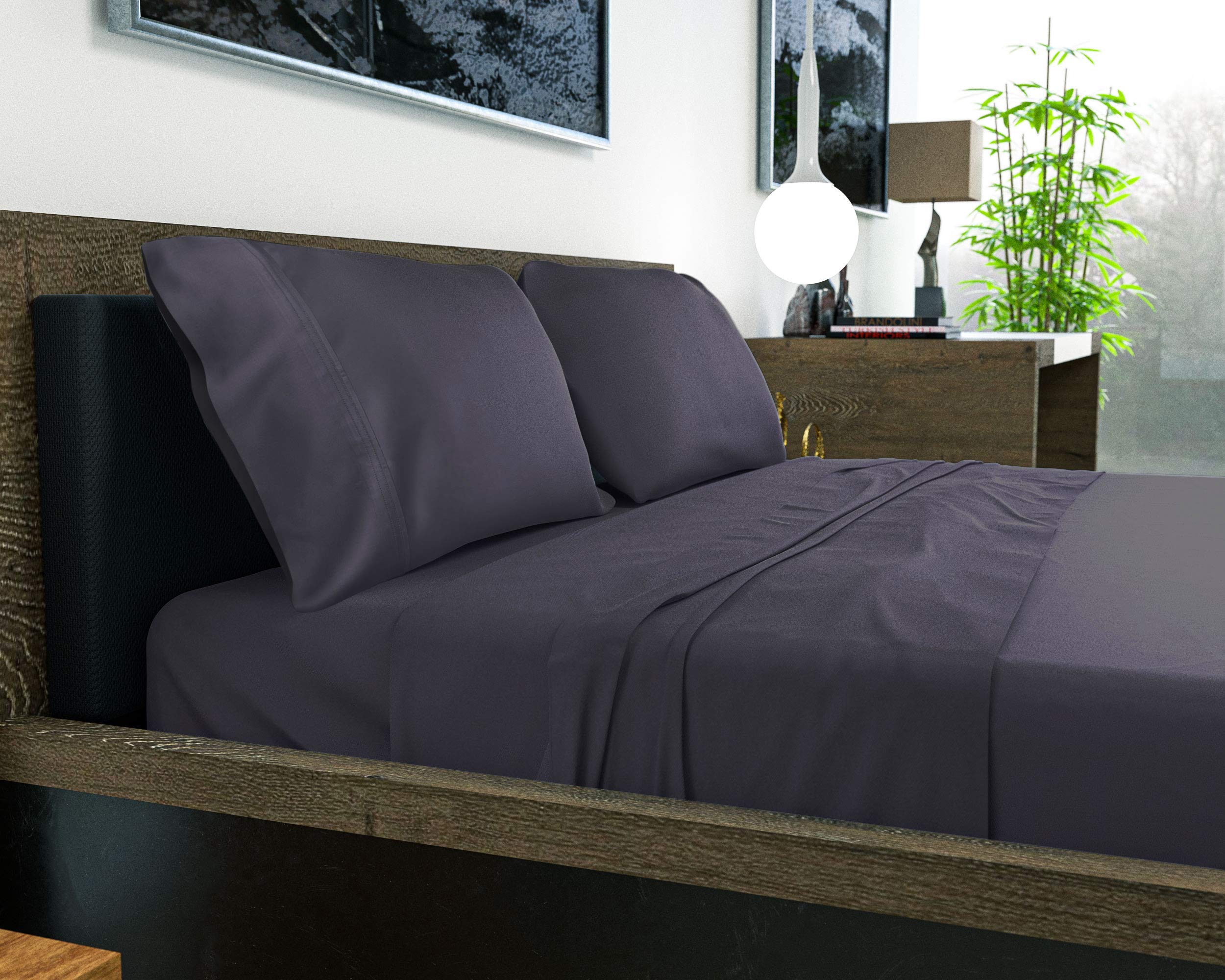 BAMPURE King Size Pillowcases Set of 2 - 100% Bamboo Viscose Cooling Pillow Covers (20x40, Charcoal Gray) for Hot Sleepers & Night Sweat Relief - Luxury Bedding for Better Sleep
